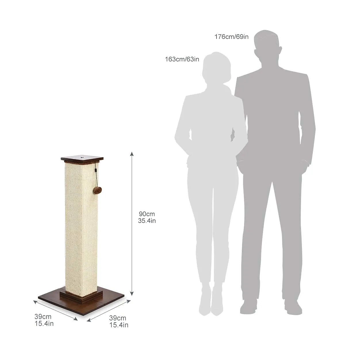 Amazon Basics Tiragraffi per Gatti con Base in Legno, 90 cm, Marrone - immagine 6