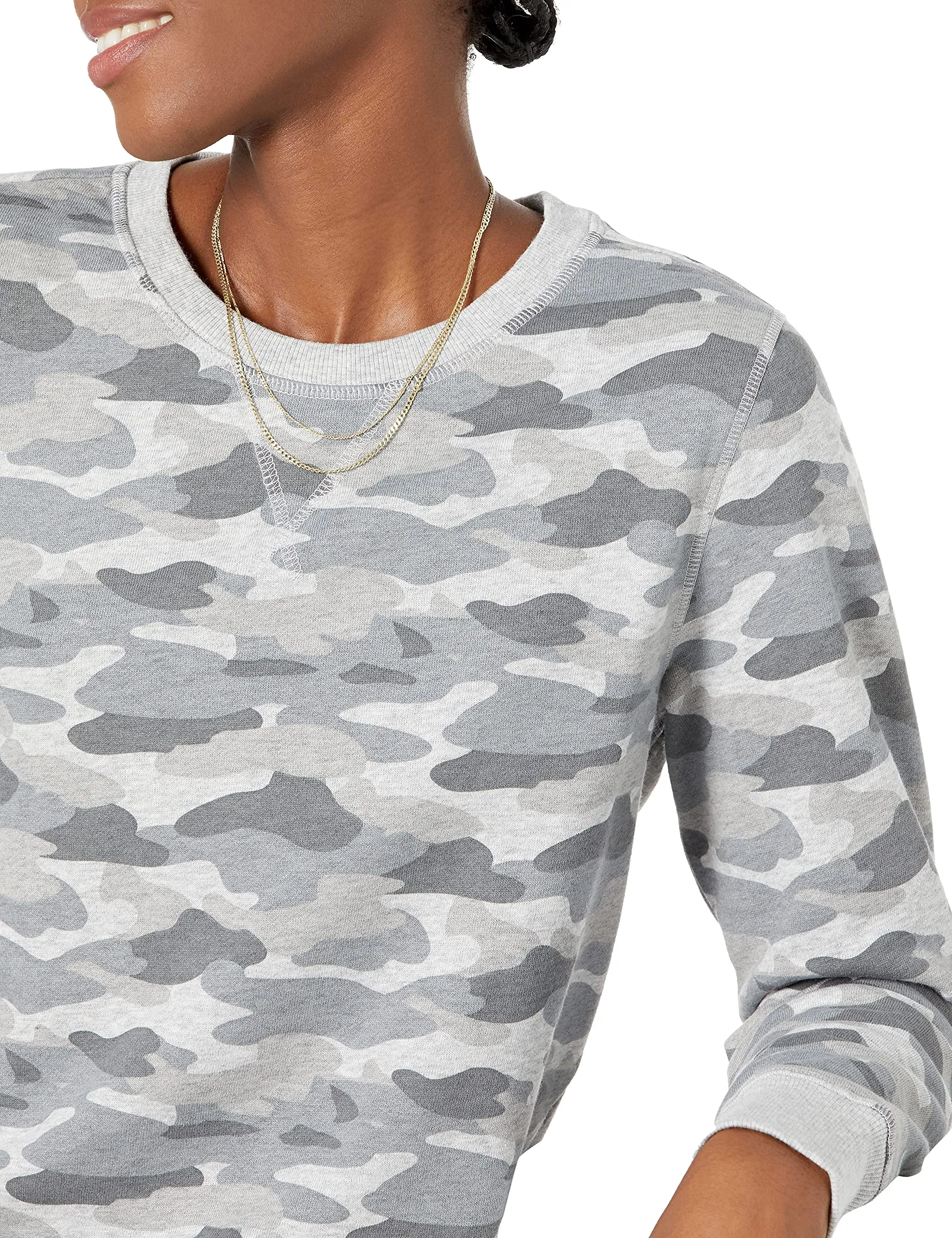Amazon Essentials Wae50014fl18 Felpa Donna, Grey Camo, Small - immagine 3