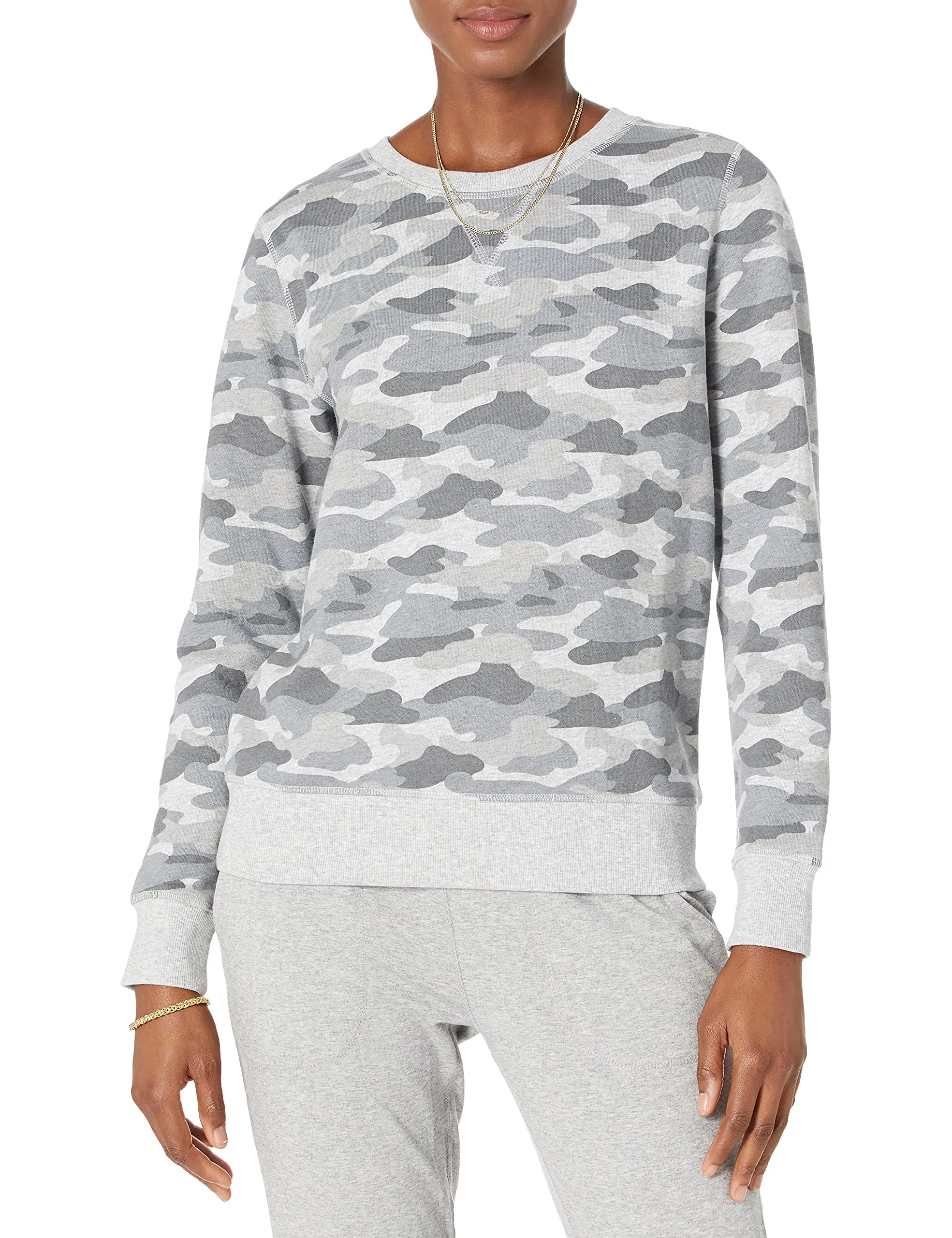 Amazon Essentials Wae50014fl18 Felpa Donna, Grey Camo, XXL - immagine 1