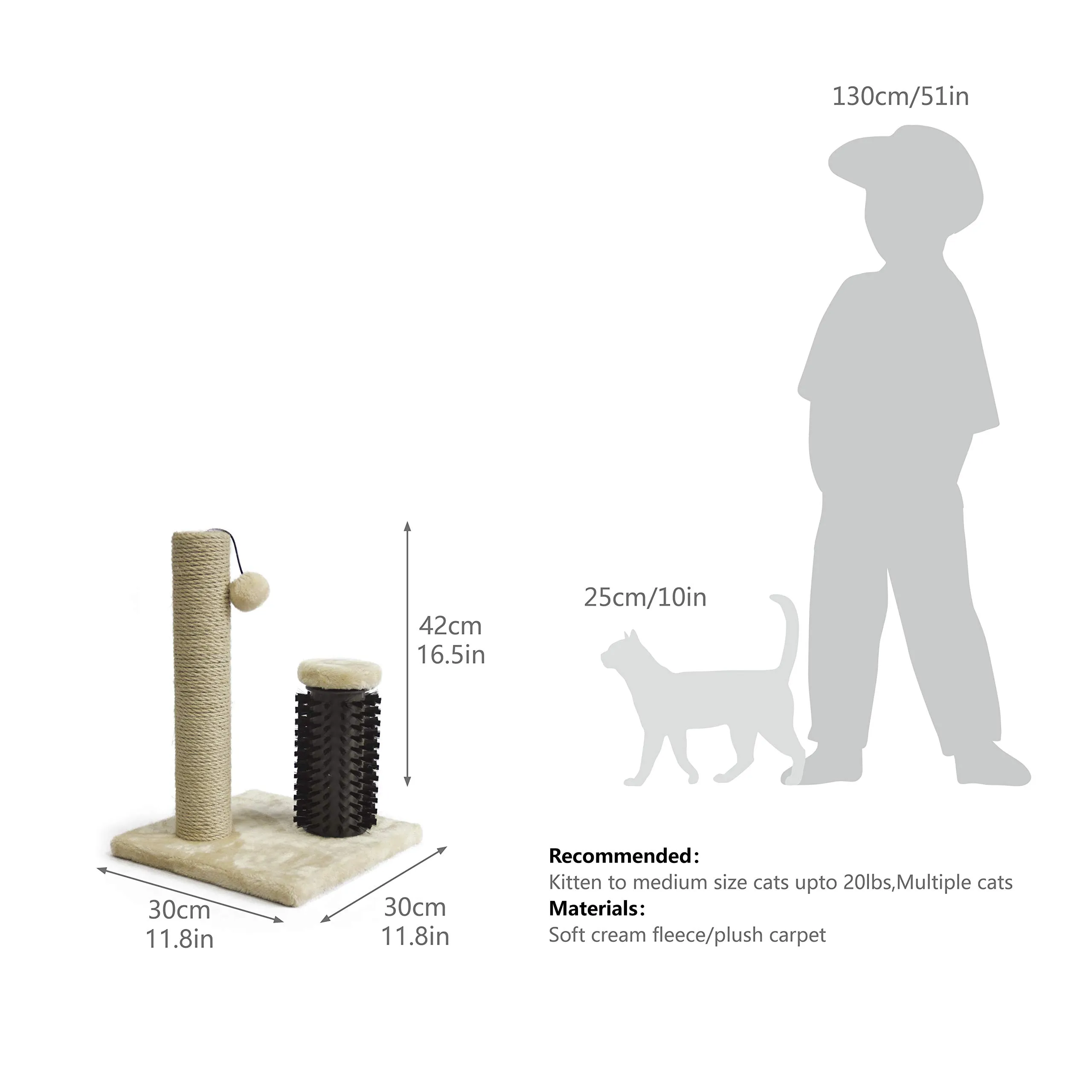 Amazon Basics Tiragraffi per gatti con spazzola, 42 cm, Beige - immagine 6
