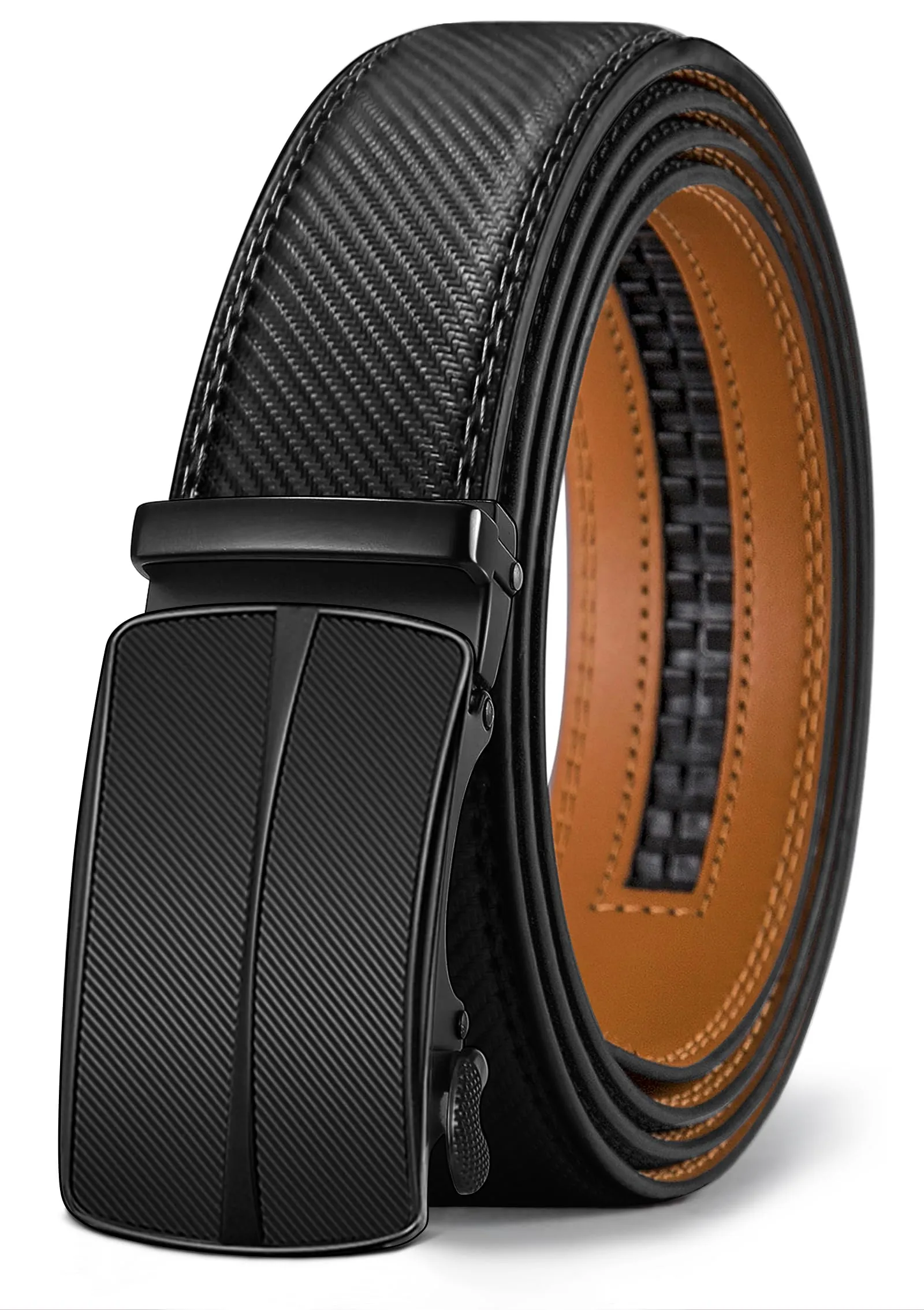 BULLIANT Cintura Uomo in Pelle con Fibbia Automatica a Cricchetto 35mm, Nero, 110cm - immagine 1
