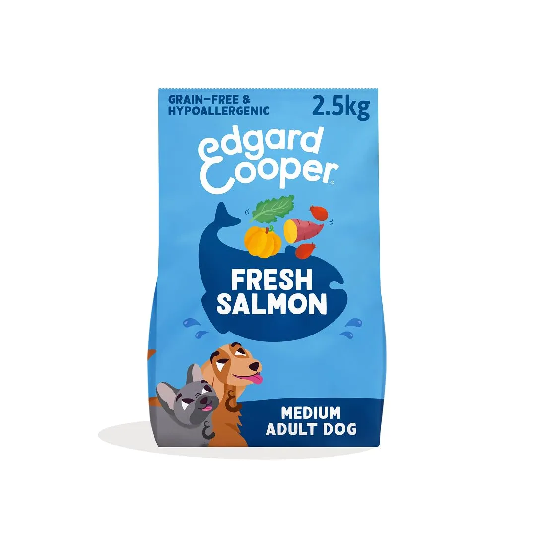 Edgard & Cooper Crocchette Cani Adulti Taglia Medium, Salmone Fresco, Ricetta Ipoallergenica con Zucca, Cavolo Riccio e Patata Dolce, 2.5kg - immagine 1