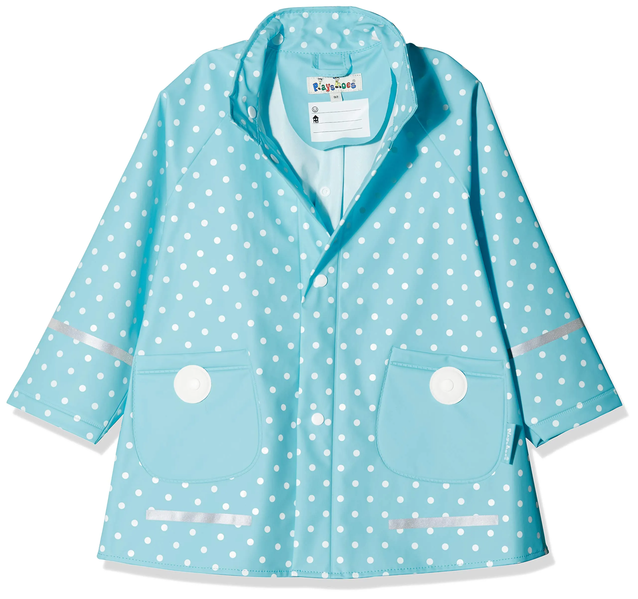 Playshoes Giacca da pioggia impermeabile e antivento Unisex per bambini e ragazzi, punti turchesi, 86 - immagine 3