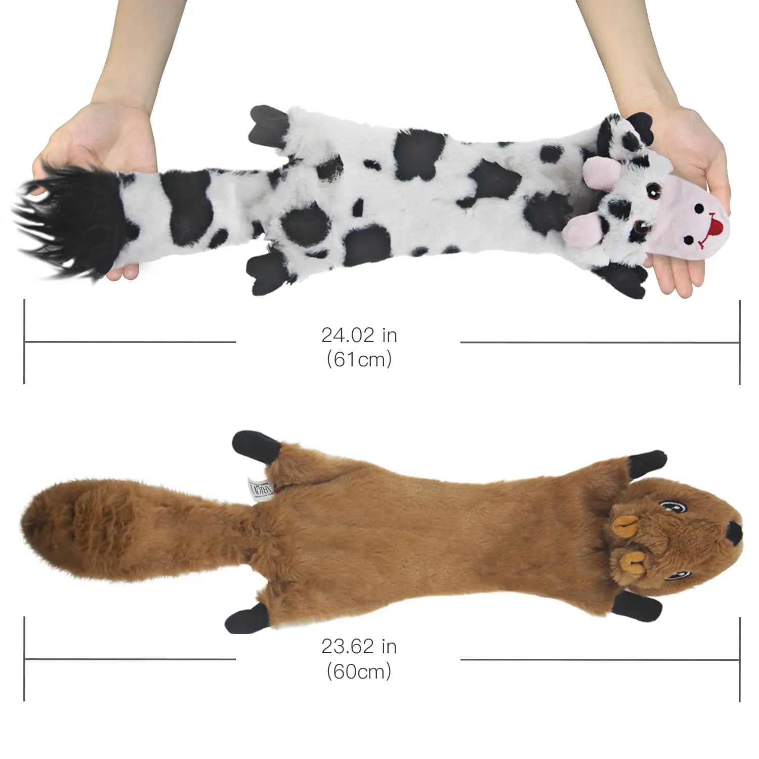 SHARLOVY Set di 5 giocattoli in peluche per cani di taglia media e grande, senza imbottitura con squeak e fruscio - immagine 5