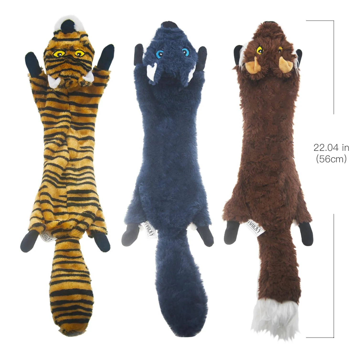 SHARLOVY Set di 5 giocattoli in peluche per cani di taglia media e grande, senza imbottitura con squeak e fruscio - immagine 7