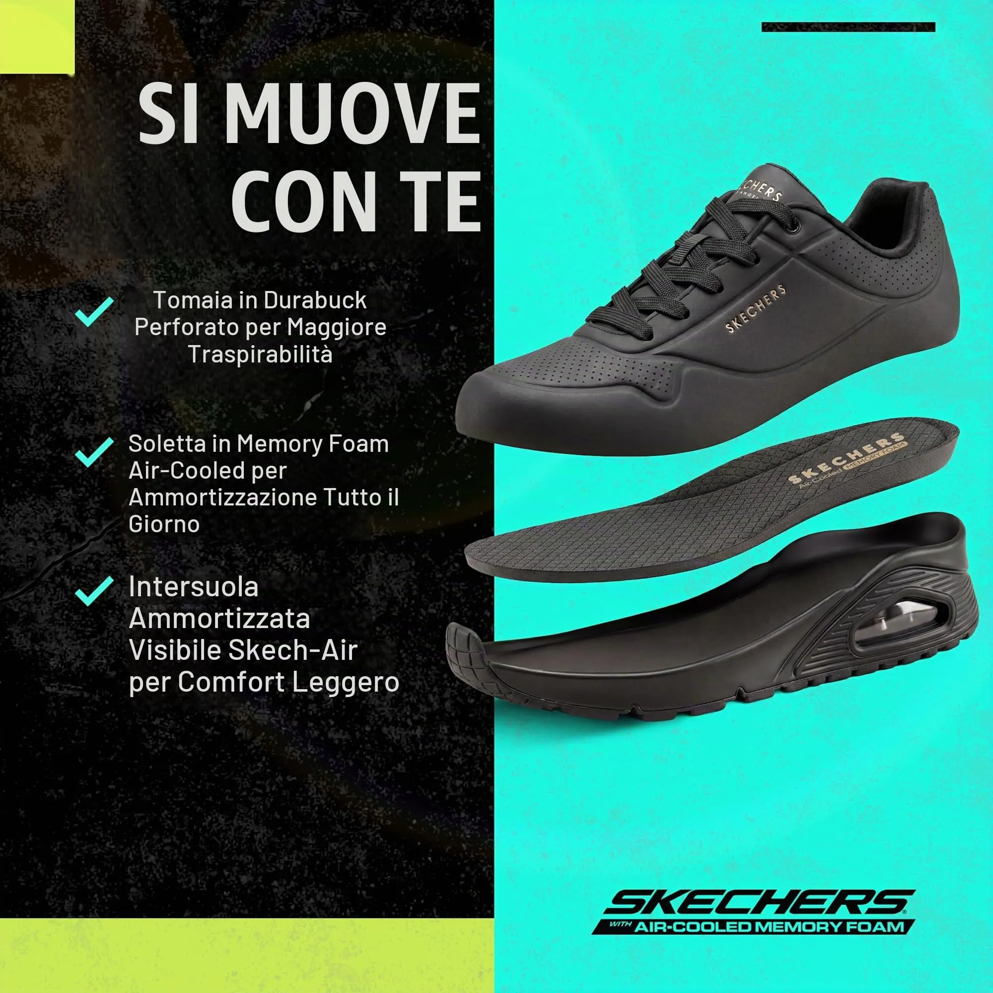 Skechers Uno Stand On Air Scarpe da ginnastica Donna, Nero, 35 EU - immagine 5