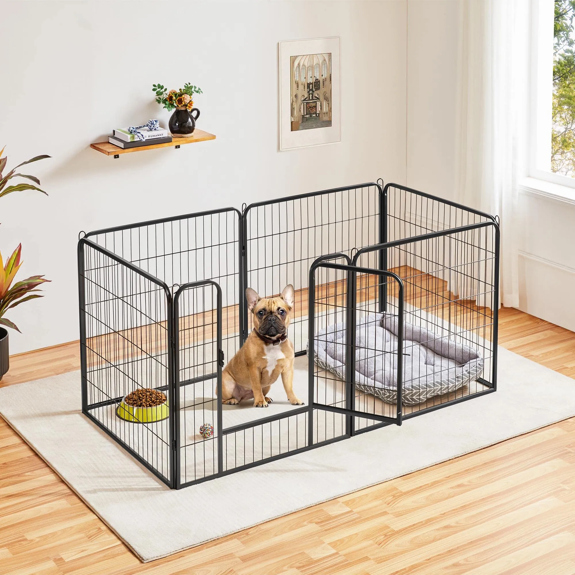 Yaheetech Recinto per Cani da Interno ed Esterno, 80 x 80 cm, 6 Pezzi, Nero - immagine 2