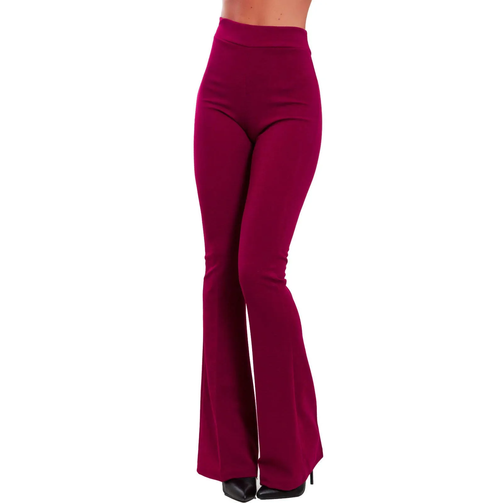 Toocool Pantaloni Donna Campana Zampa Elefante Elasticizzati JL-2148, Bordeaux, S - immagine 1