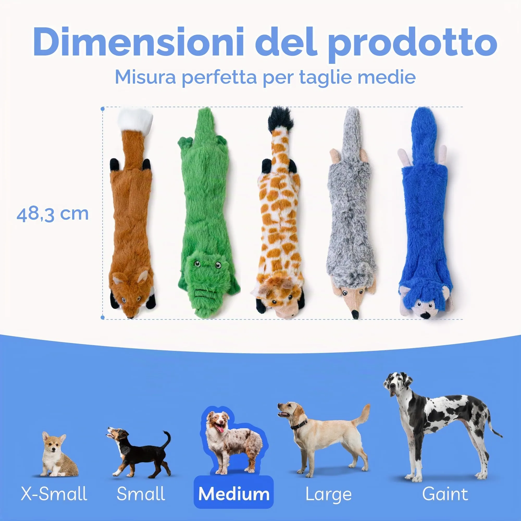 SHARLOVY Set di 5 giocattoli in peluche senza imbottitura per cani di grande razza - immagine 6