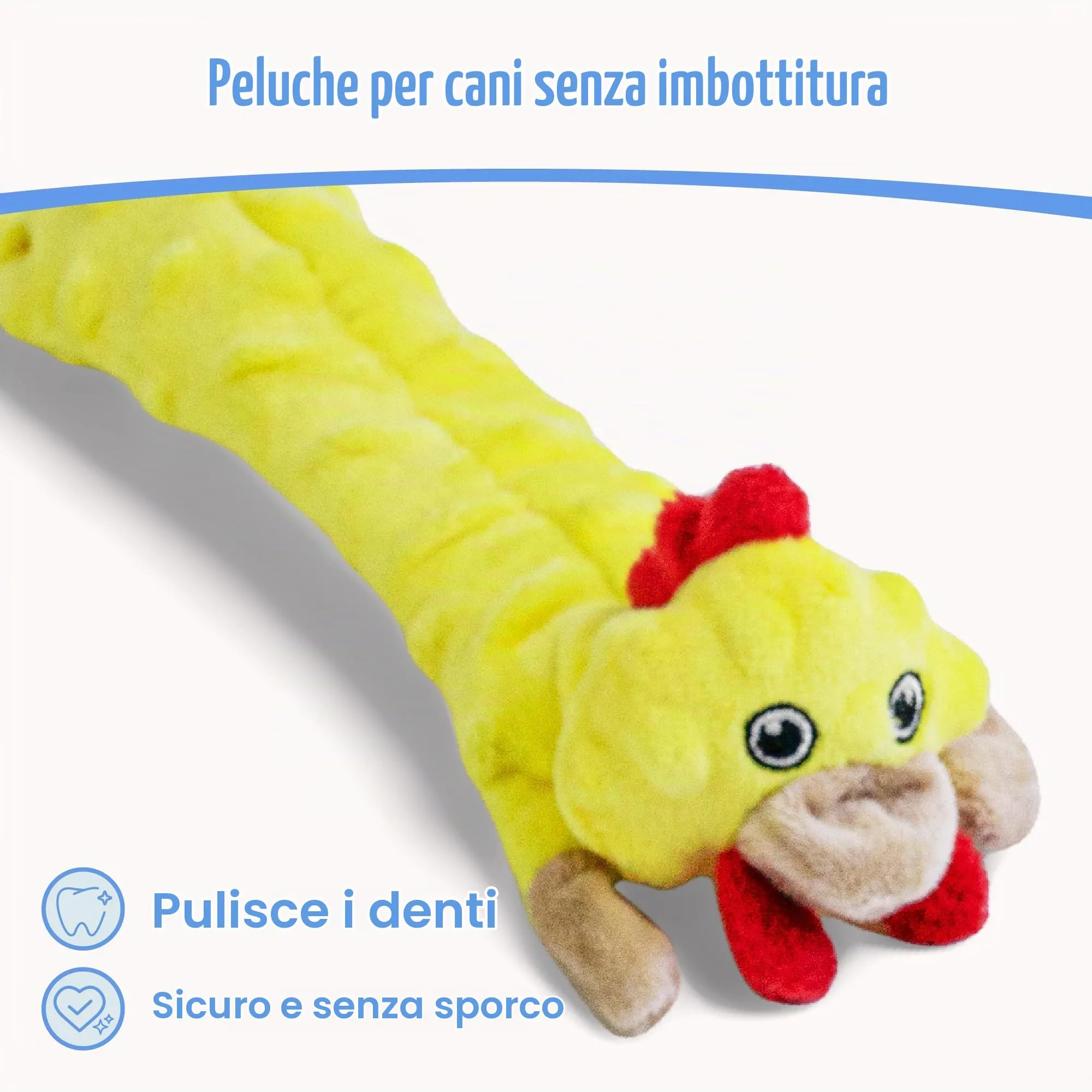 SHARLOVY Giocattolo per cani a pollo in peluche, cigolante e crepitante, senza imbottitura per dentizione, taglia Large - immagine 2