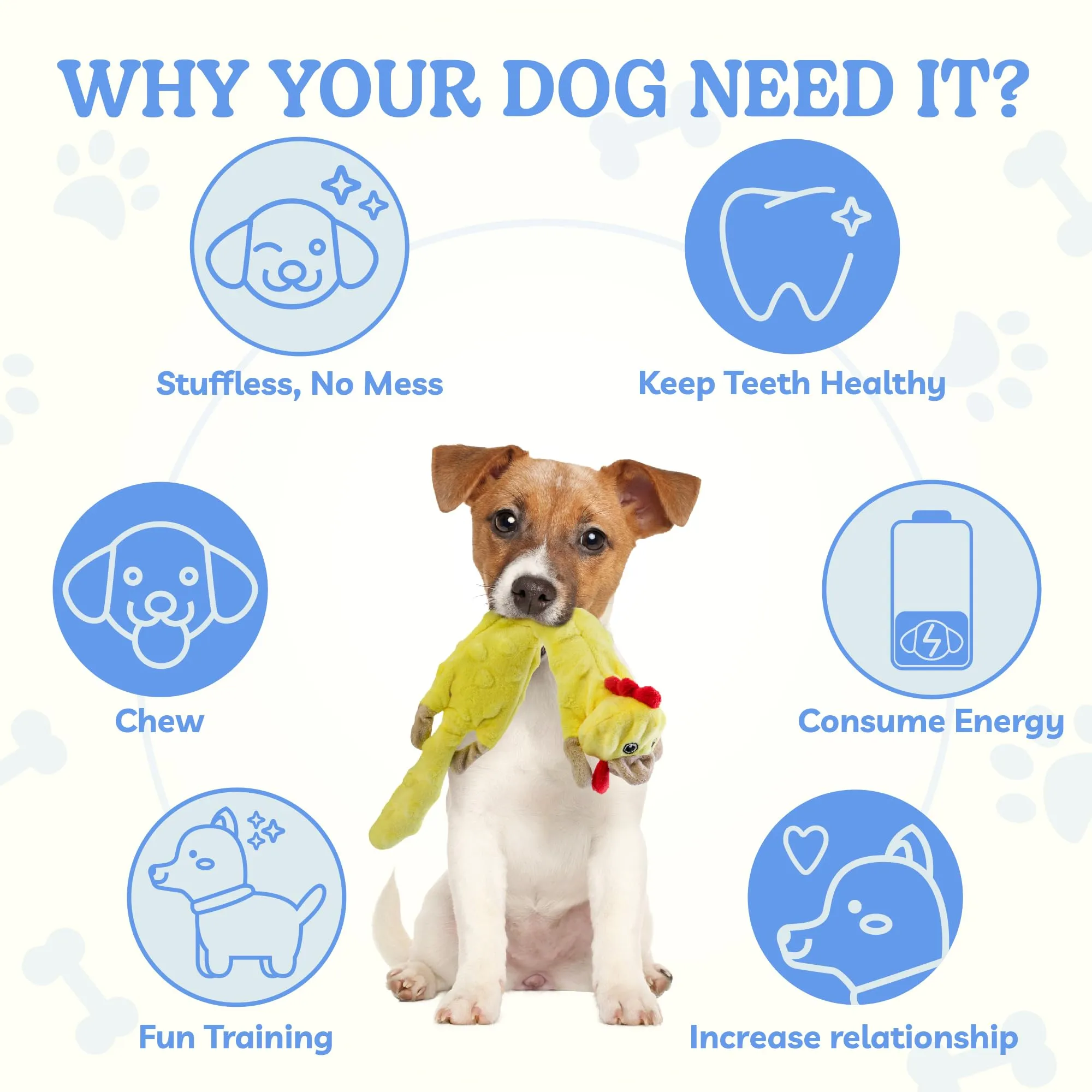 SHARLOVY Giocattoli cigolanti per cani, Pollo in peluche a bolle senza imbottitura per dentizione, Taglia Medium - immagine 7
