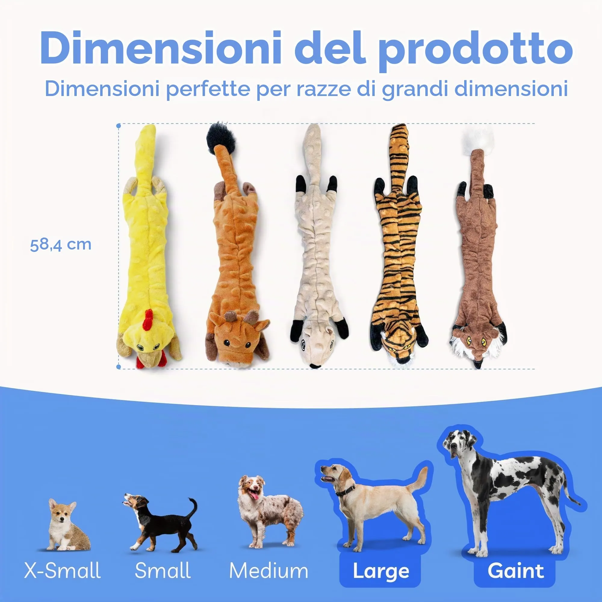 SHARLOVY Confezione da 5 giocattoli per cani in peluche, senza imbottitura con suono e fruscio, taglia Large - immagine 7