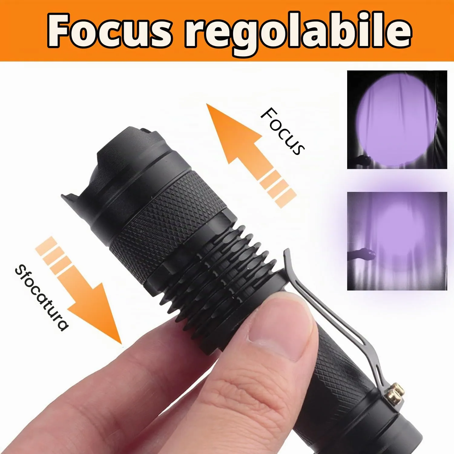 zaknszan Torcia UV 395nm LED Luce Nera Ultravioletta Mini per Animali Cane Gatto Urina - immagine 4
