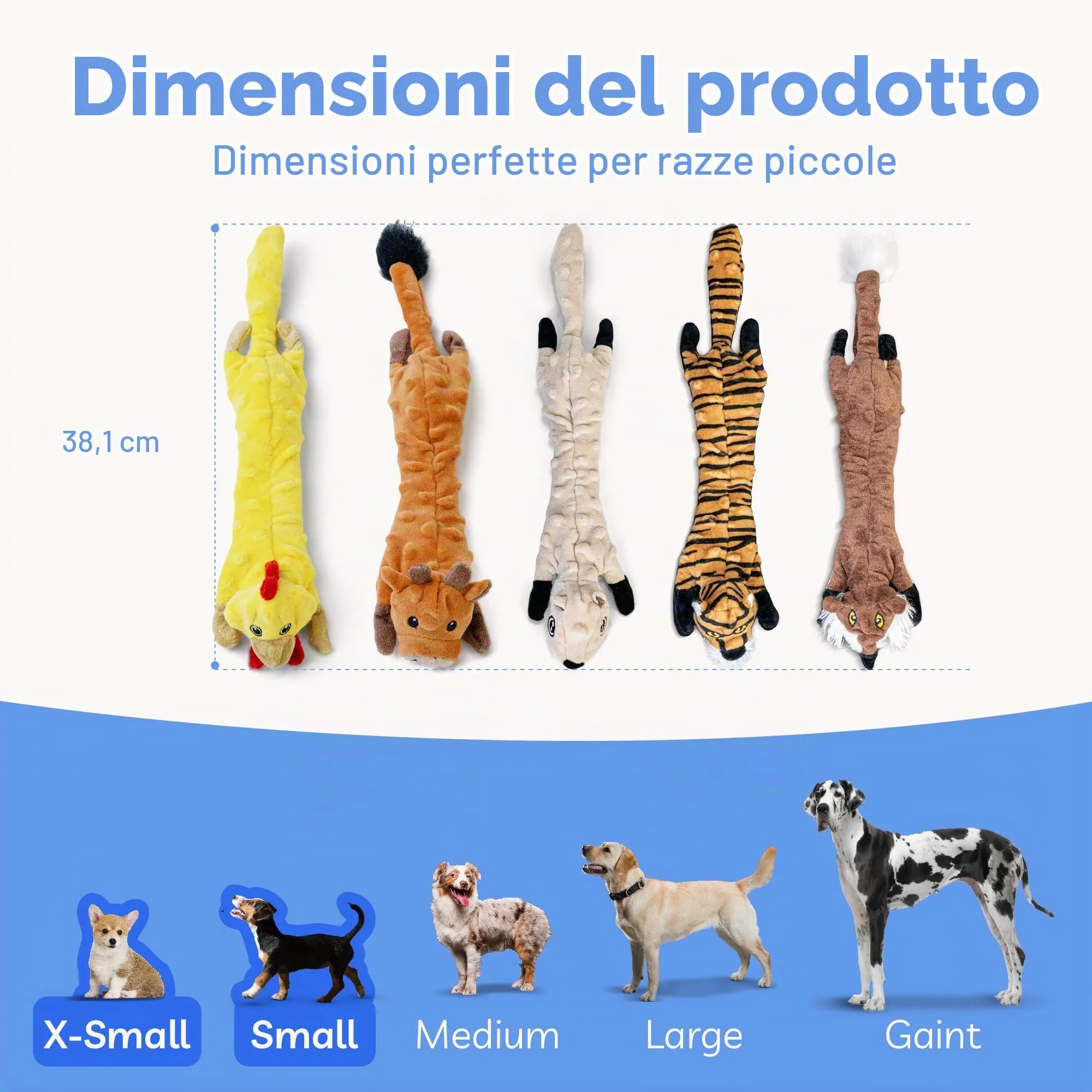 SHARLOVY Set di 5 giocattoli in peluche a bolle per cani, senza imbottitura, per razze medie e grandi - immagine 7