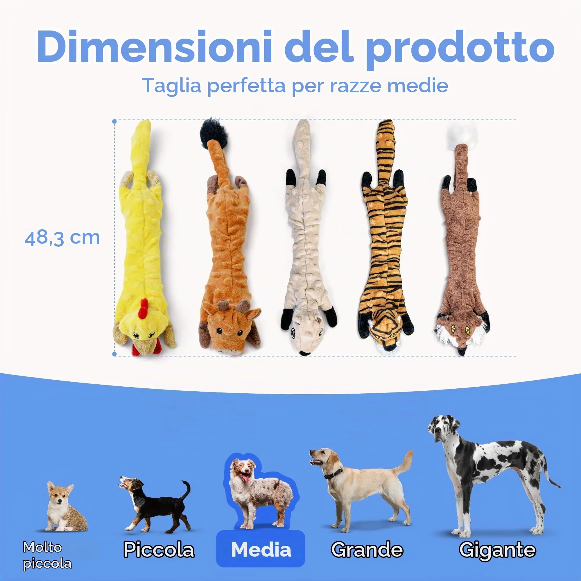SHARLOVY Giocattoli cigolanti per cani, confezione da 5 peluche per dentizione senza imbottitura e con carta increspata - immagine 7