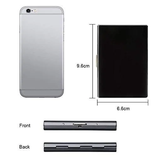 Vicloon Porta Carte di Credito in Acciaio Inossidabile Anti RFID e NFC, Nero - immagine 2