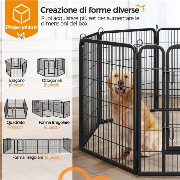 Yaheetech Recinto per Cani, 8 Pannelli 80 x 100 cm, Nero - immagine 4