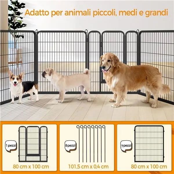 Yaheetech Recinto per Cani, 8 Pannelli 80 x 100 cm, Nero - immagine 5