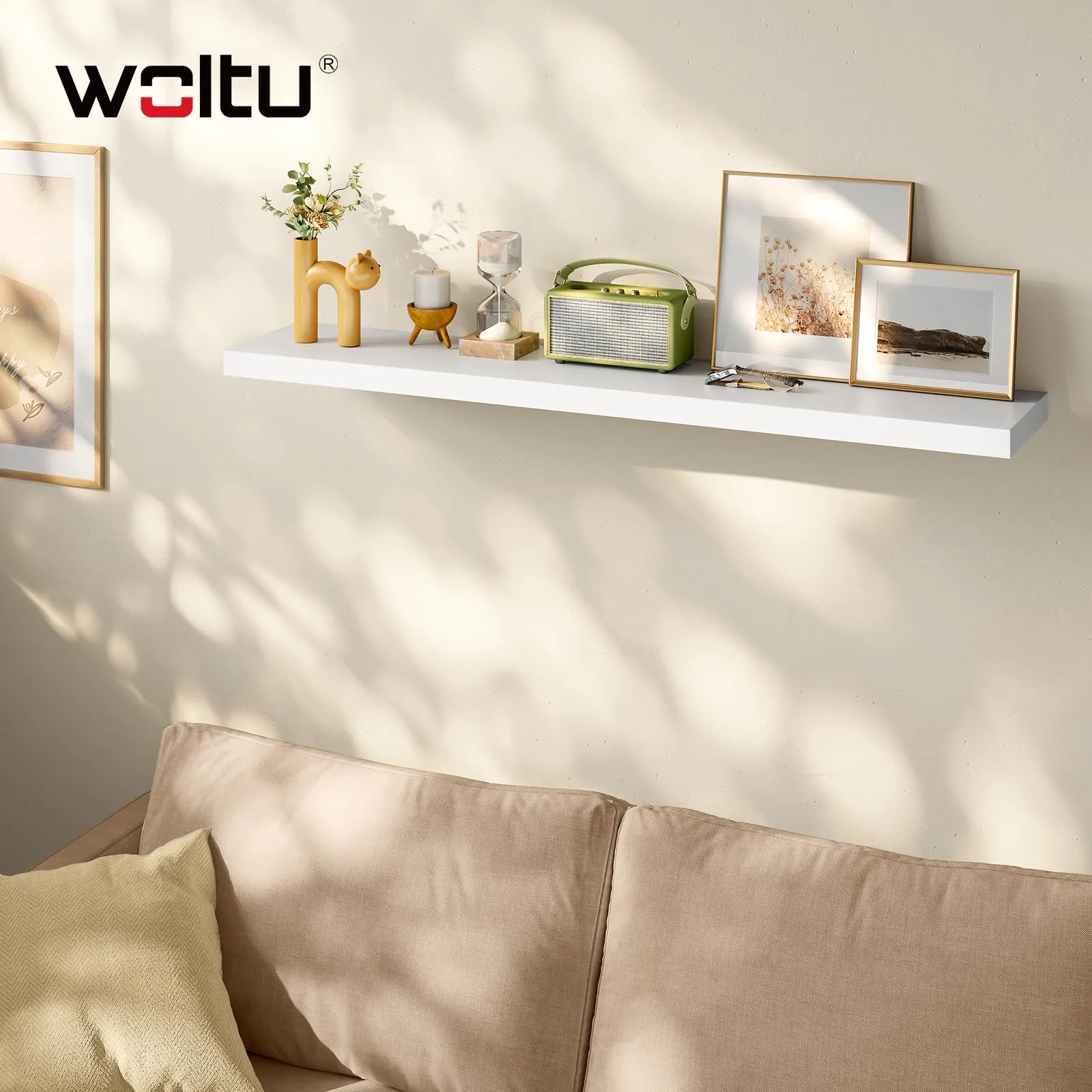 WOLTU Mensola da Muro Rettangolare in Legno Bianco 120cm RG9315ws-b - immagine 2