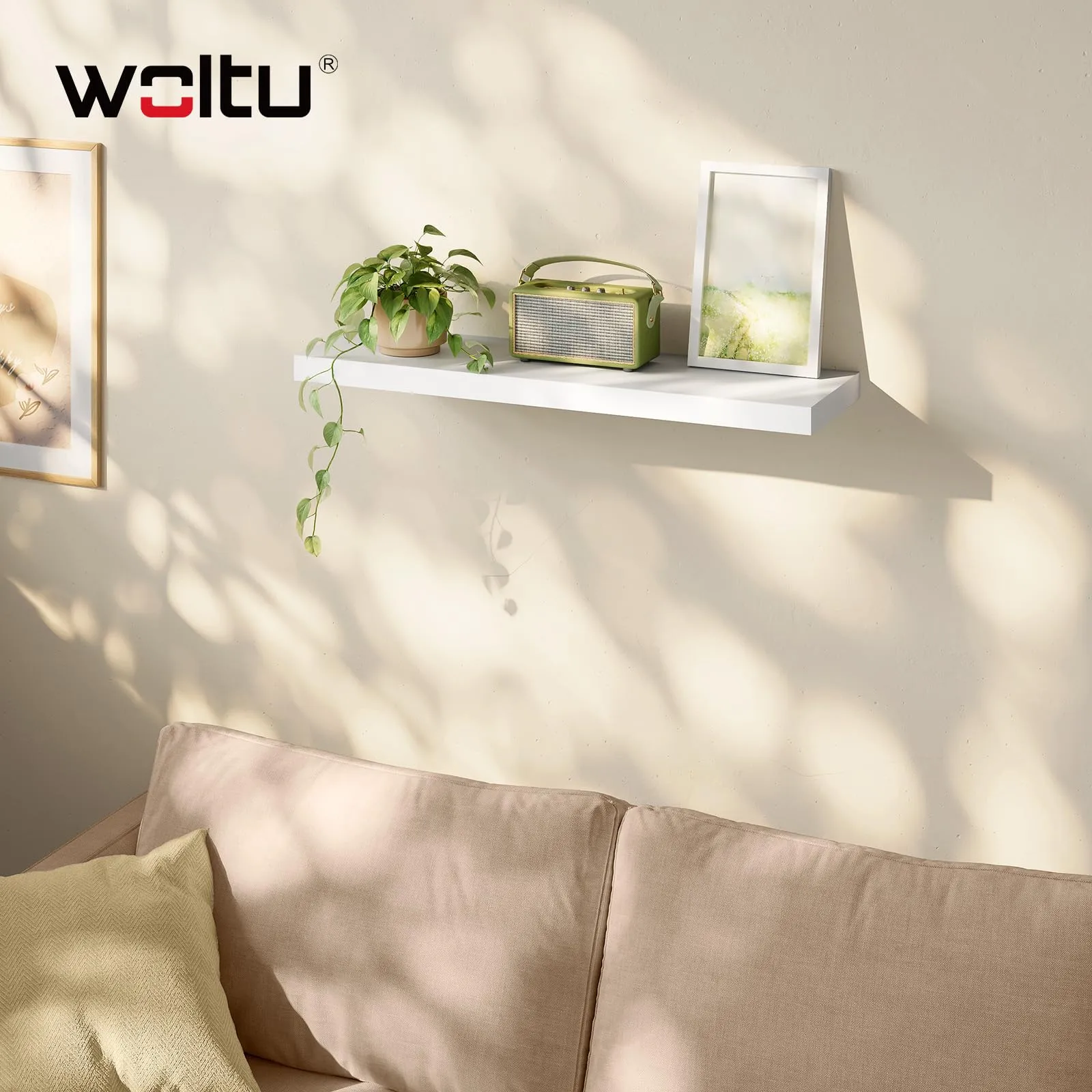 WOLTU Mensola da Muro Rettangolare in Legno Bianco 80cm RG9318ws-b - immagine 2