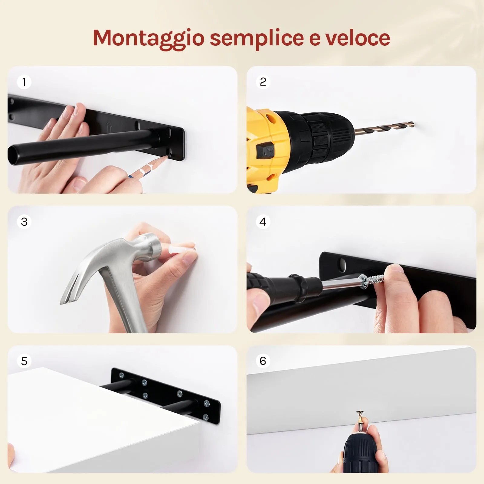 WOLTU Mensola da Muro Rettangolare in Legno Bianco 80cm RG9318ws-b - immagine 5