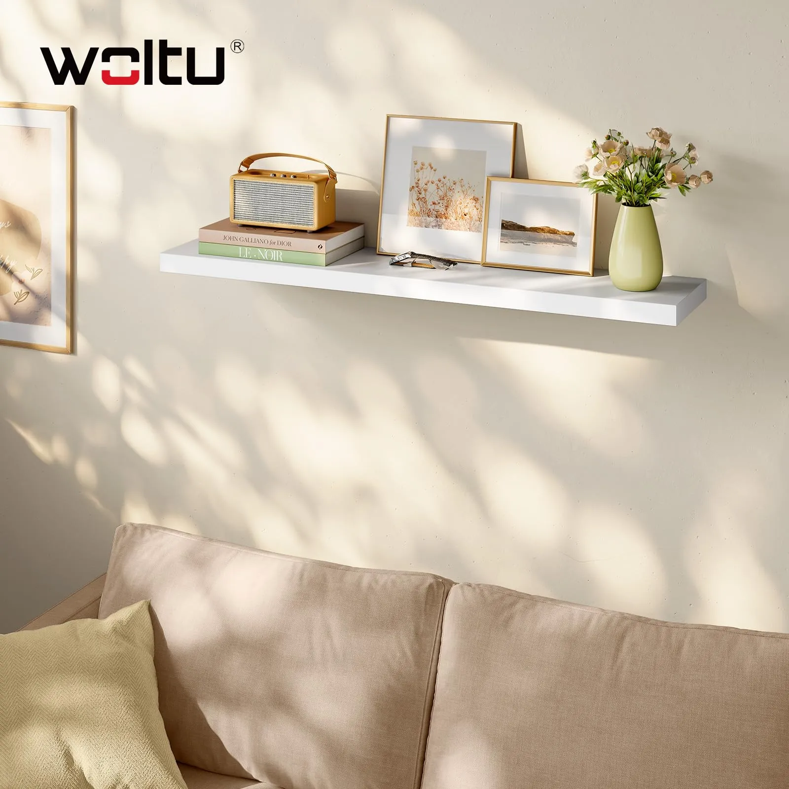 WOLTU Mensola da Muro Rettangolare in Legno Bianco 110cm RG9316ws-b - immagine 2