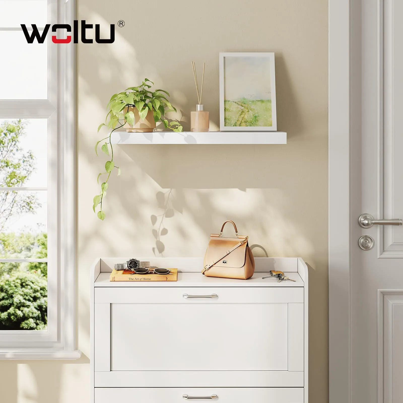 WOLTU Mensola da Muro Rettangolare in Legno Bianco 60cm RG9319ws-b - immagine 2