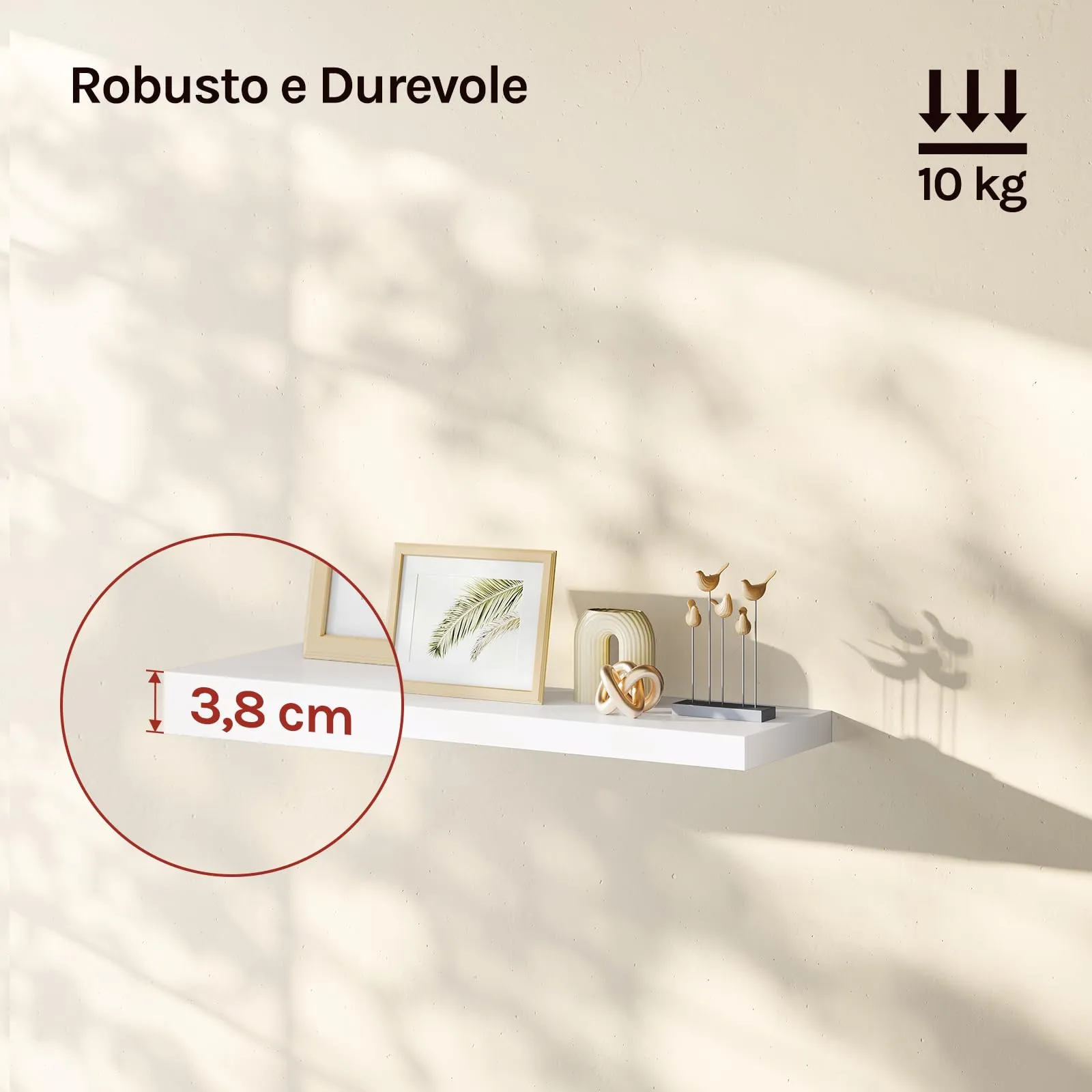 WOLTU Mensola da Muro Rettangolare in Legno Bianco 60cm RG9319ws-b - immagine 4