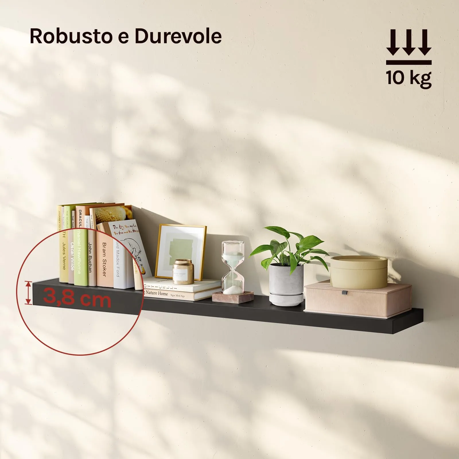 WOLTU Mensola da Muro Rettangolare in Legno Nero 120cm RG9315sz-b - immagine 2