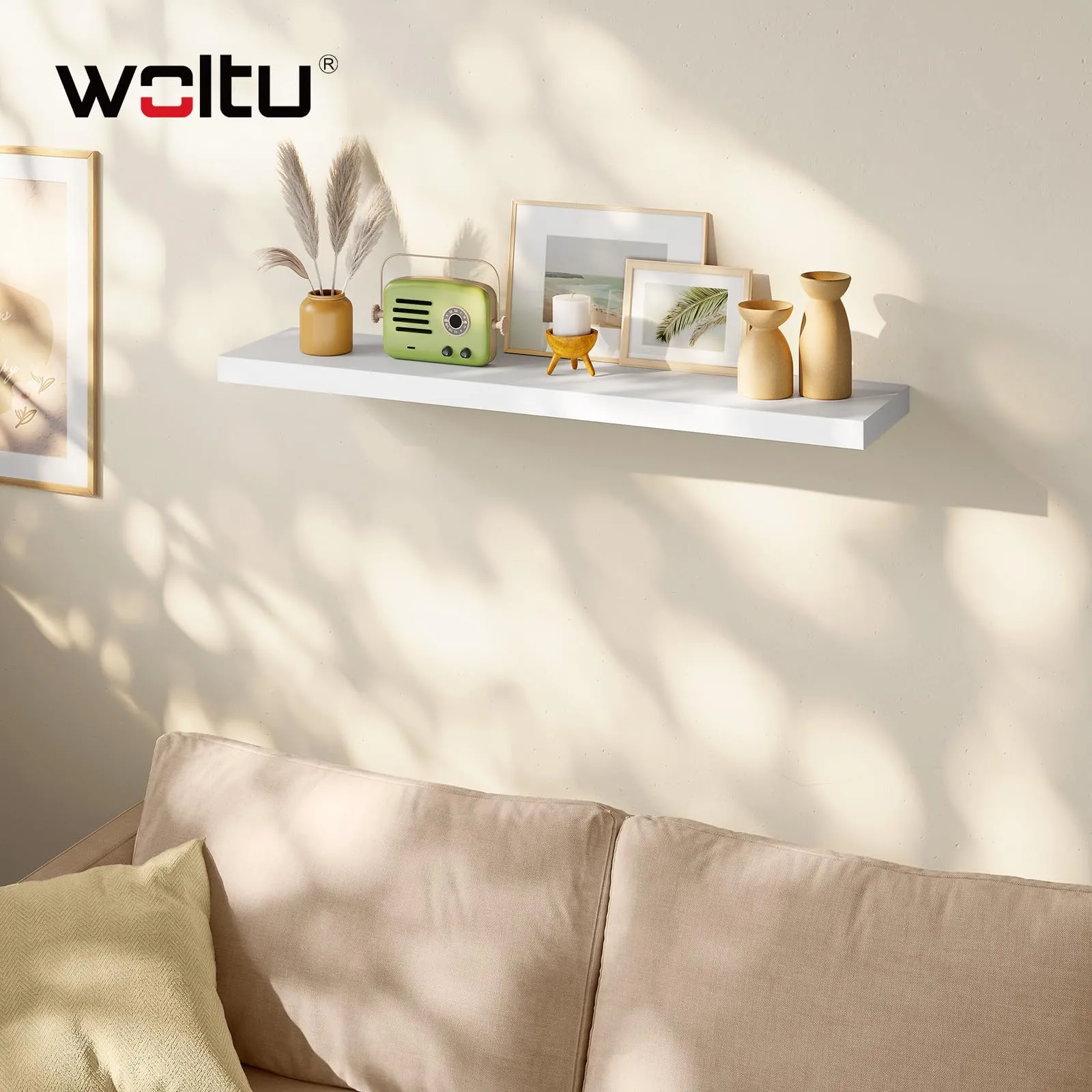WOLTU Mensola da Muro Rettangolare in Legno Bianco 100cm RG9317ws-b - immagine 2