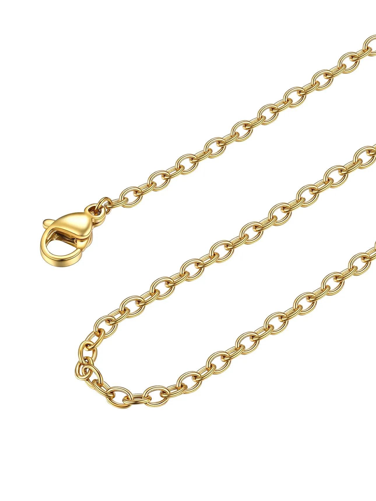 FOCALOOK Collana a Catena Sottile in Acciaio Inossidabile Oro, 2mm, 55cm+5cm - immagine 1