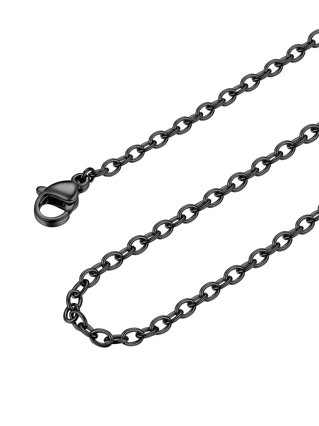 FOCALOOK Collana in Acciaio Inossidabile Donna 2 mm, Colore Nero, 46cm+5cm - immagine 1