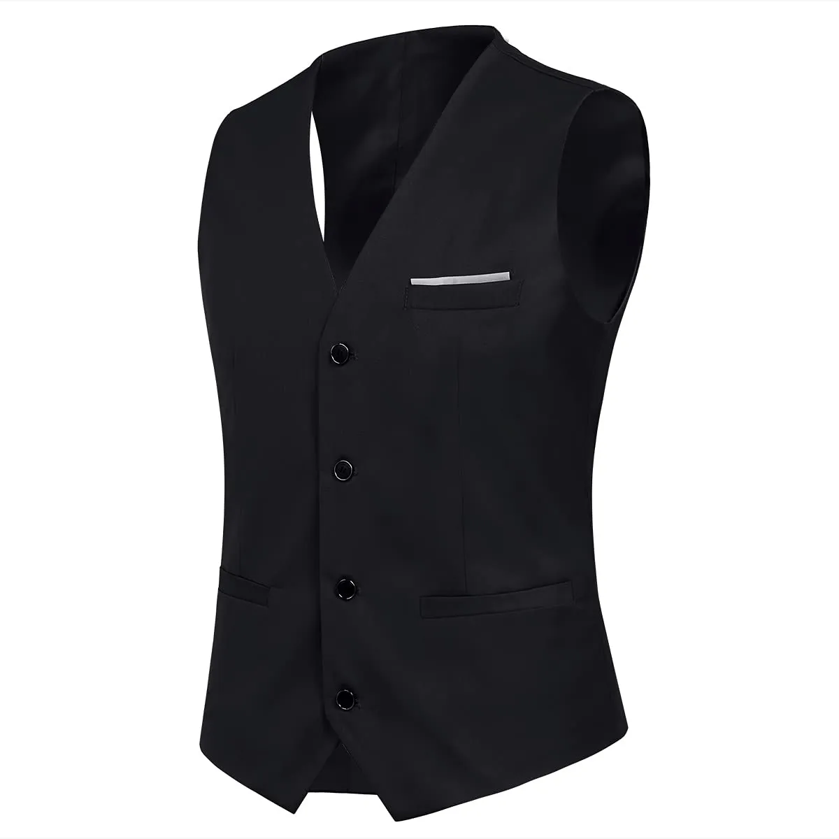 YOUTHUP Abito Uomo 3 Pezzi Slim Fit Blazer Gilet Pantaloni Nero - immagine 4