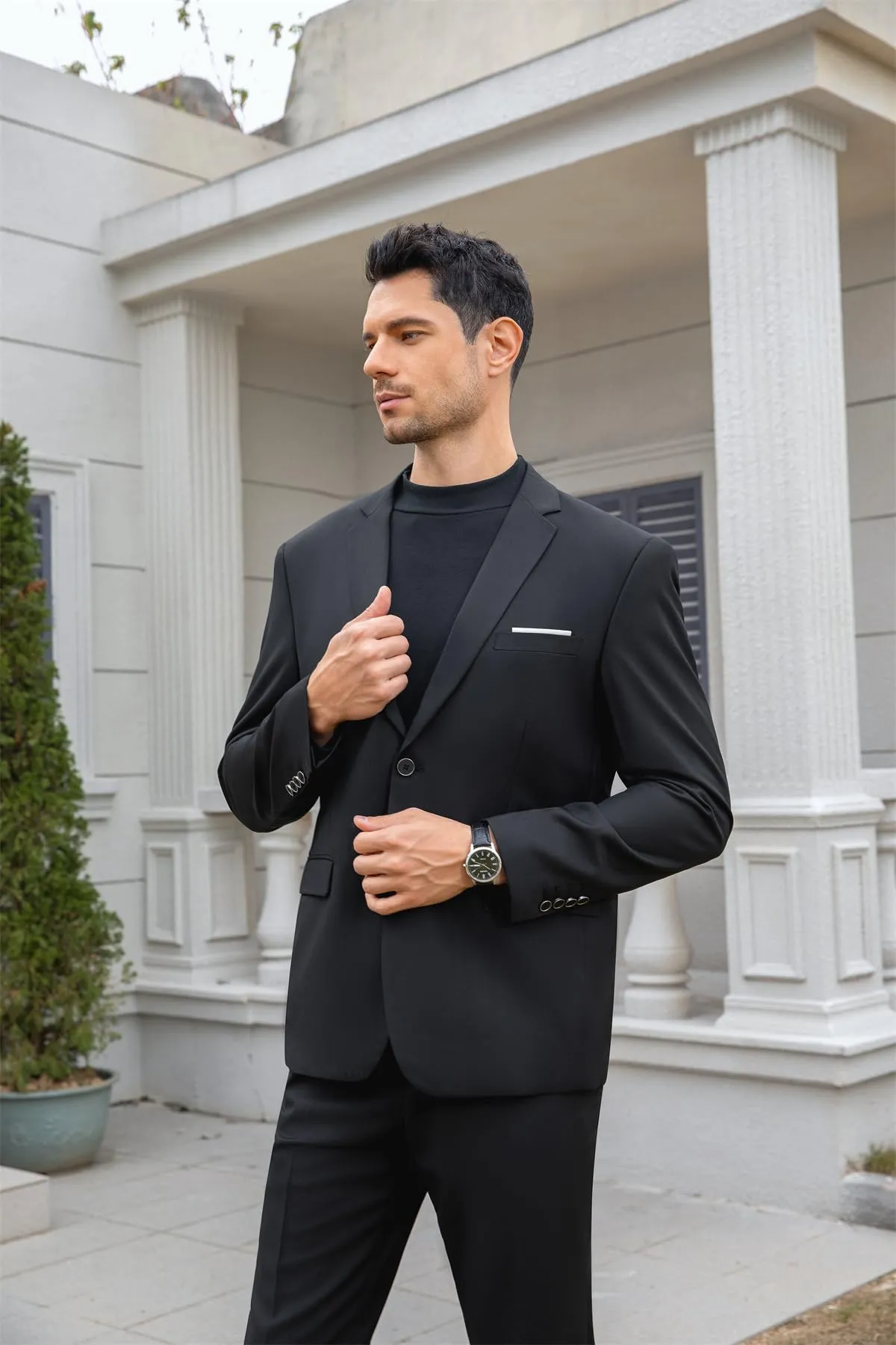 YOUTHUP Abito Uomo 3 Pezzi Slim Fit Blazer Gilet Pantaloni Elegante - immagine 6