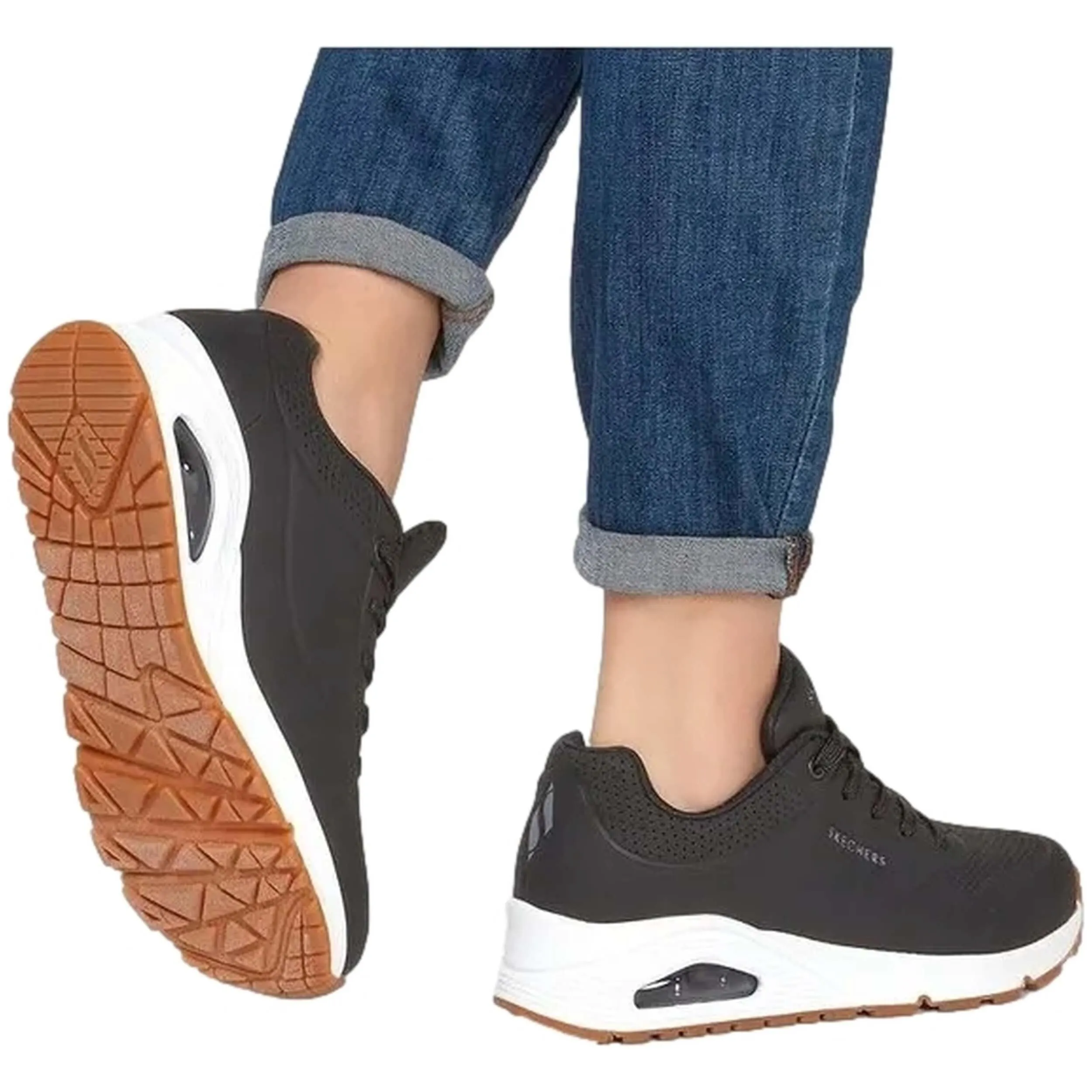 Skechers Uno-Stand on Air 73690-BLK Women's Sneakers, Black, 39 EU - immagine 5