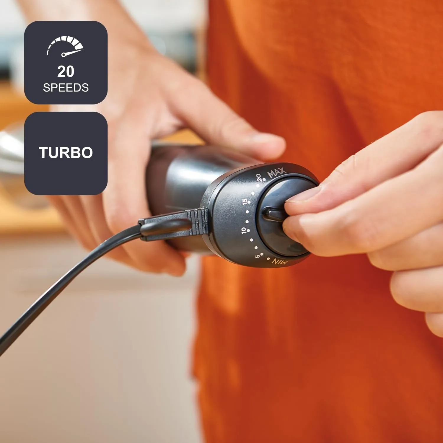 BLACK+DECKER Frullatore a Immersione 1000W ES9160040B con 20 velocità, Turbo, Tritaghiaccio e Set Accessori - immagine 4