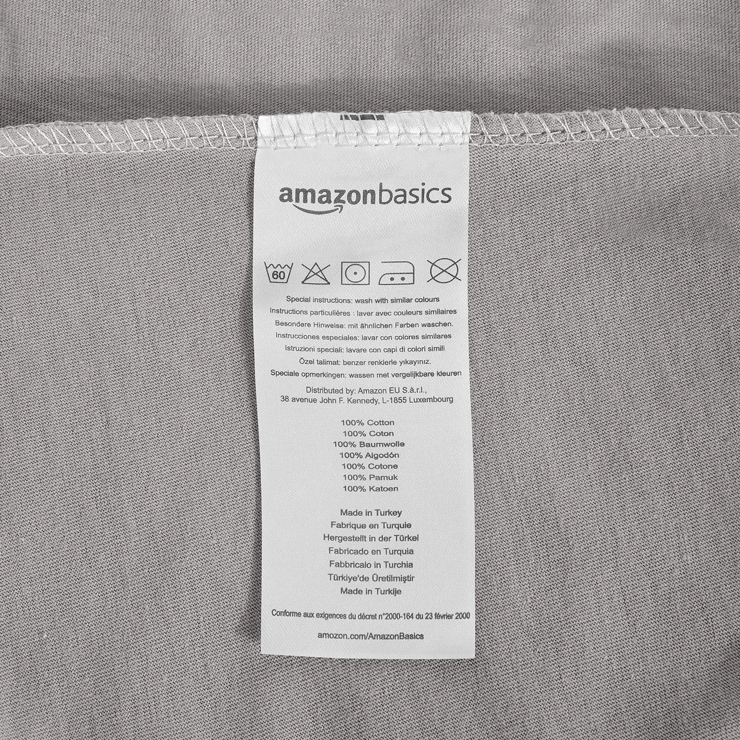 Amazon Basics Lenzuolo con Angoli Matrimoniale, 100% Cotone Jersey, 200 x 200 cm, Grigio Scuro - immagine 3