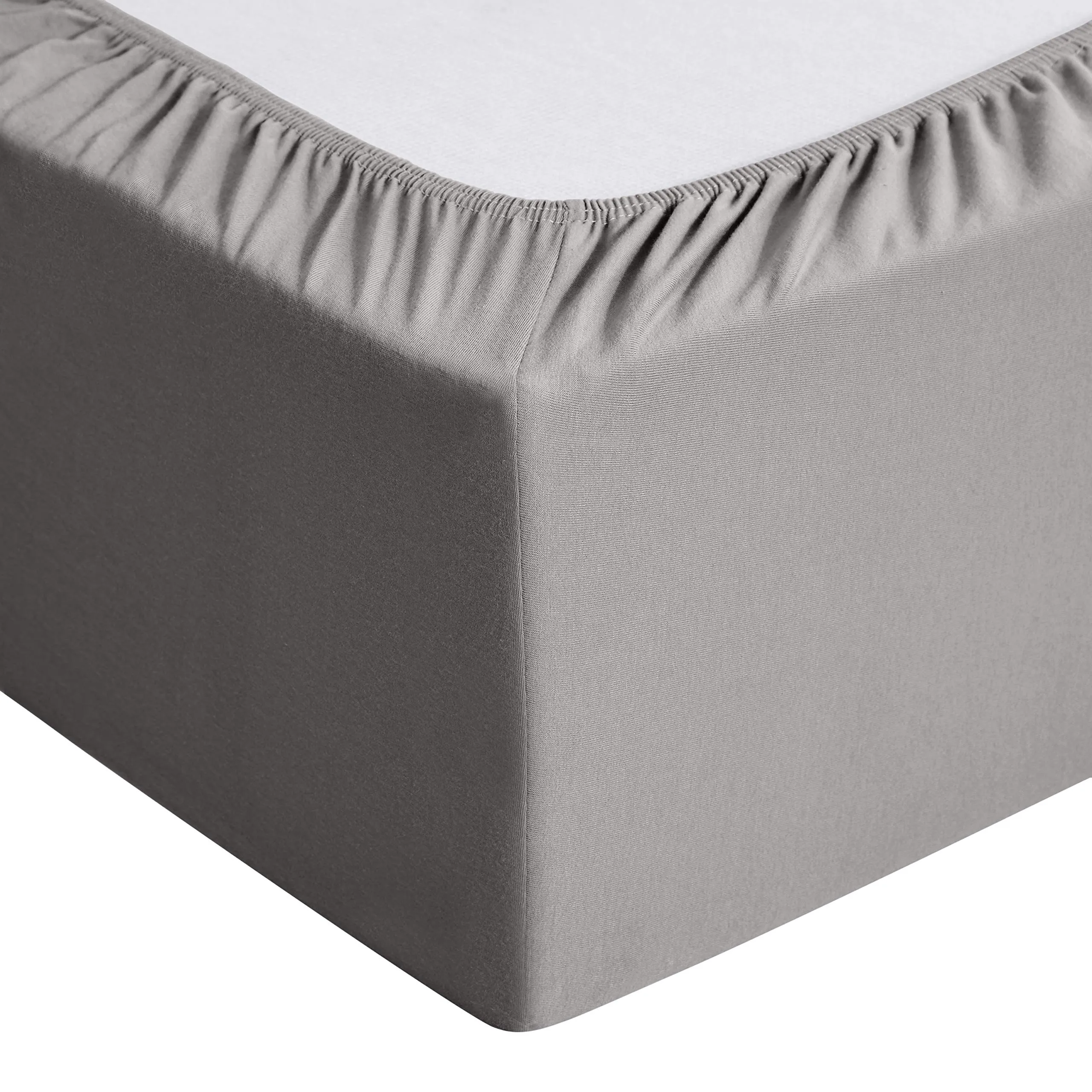 Amazon Basics Lenzuolo con Angoli Matrimoniale, 100% Cotone Jersey, 200 x 200 cm, Grigio Scuro - immagine 4