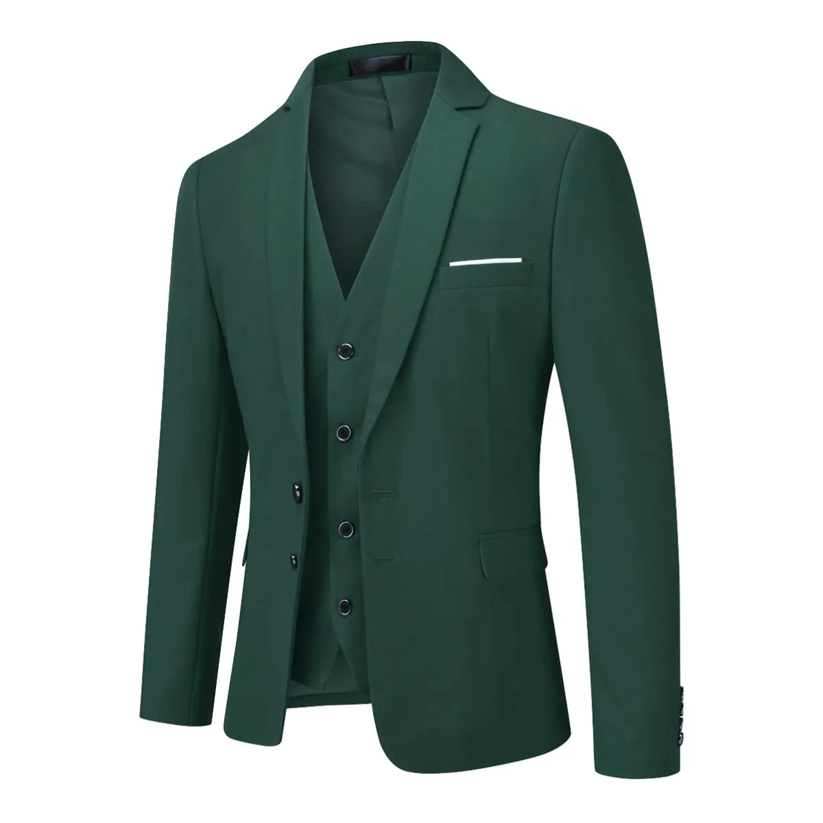 YOUTHUP Abito Uomo 3 Pezzi Slim Fit Blazer Gilet Pantaloni Elegante - immagine 2