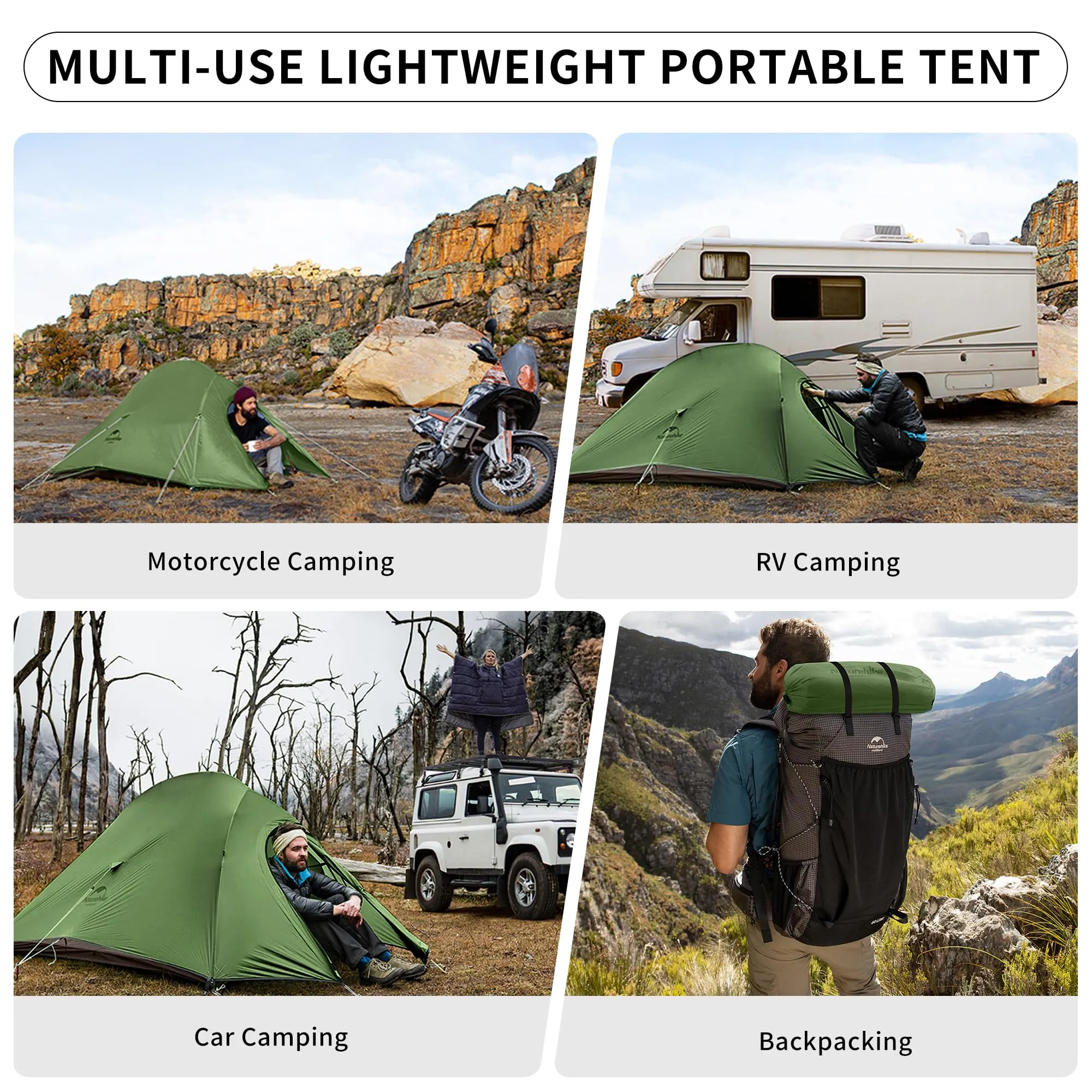 Naturehike Cloud Up 2 Tenda da Campeggio per 2 Persone, Impermeabile e Antivento, Ultraleggera per Trekking (Forest green) - immagine 5