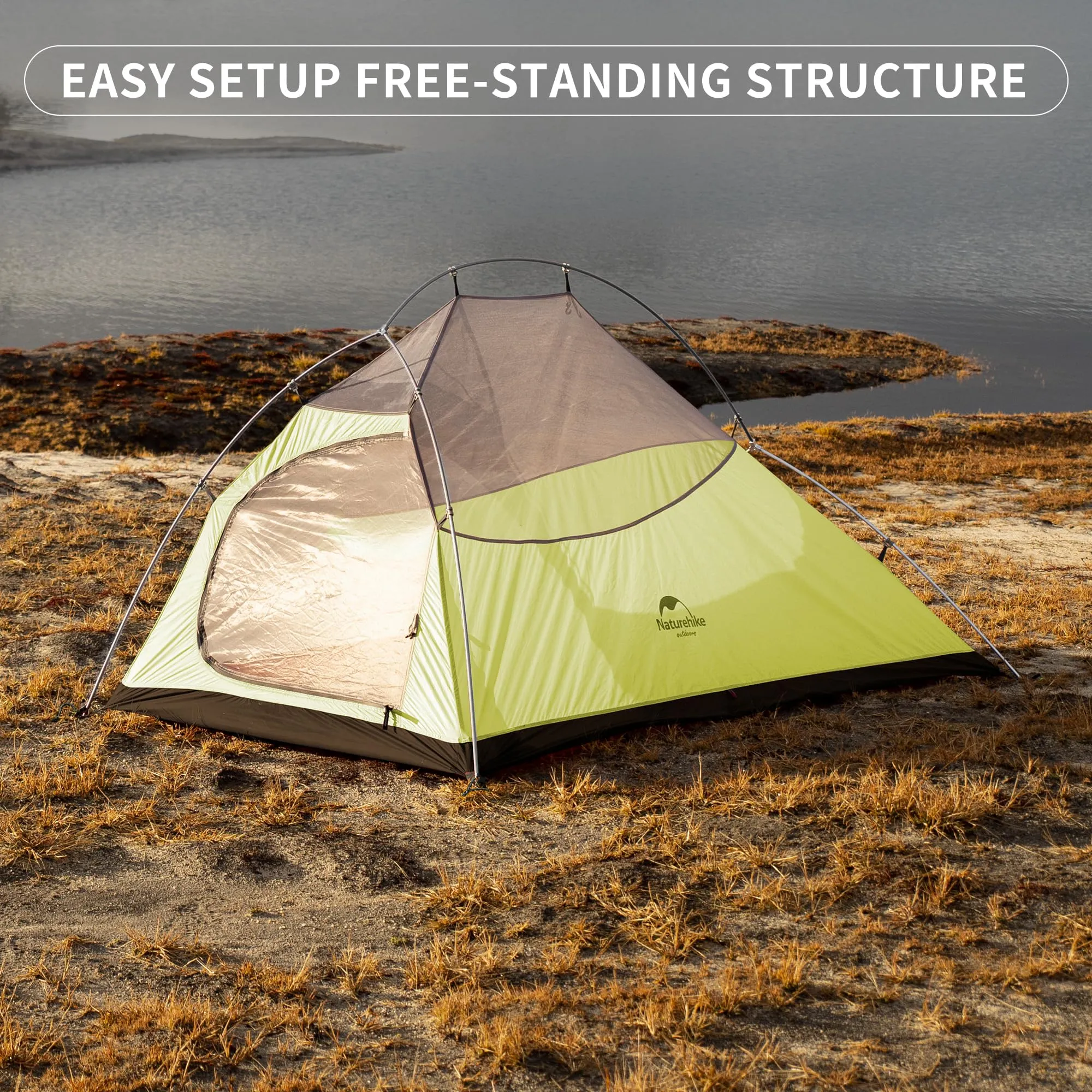 Naturehike Cloud Up 2 Tenda da Campeggio per 2 Persone, Impermeabile e Antivento, Ultraleggera per Trekking (Forest green) - immagine 8