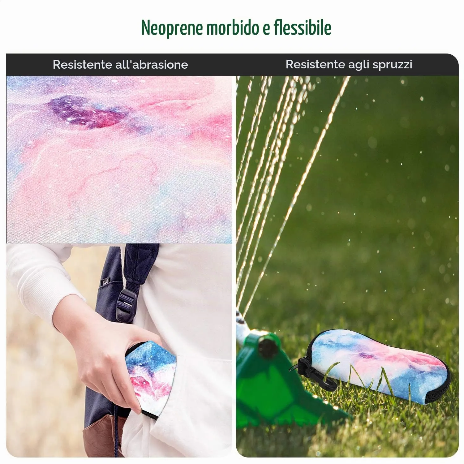 MoKo Custodia per Occhiali in Neoprene con Clip da Cintura, Nebulose Fantastiche - immagine 2