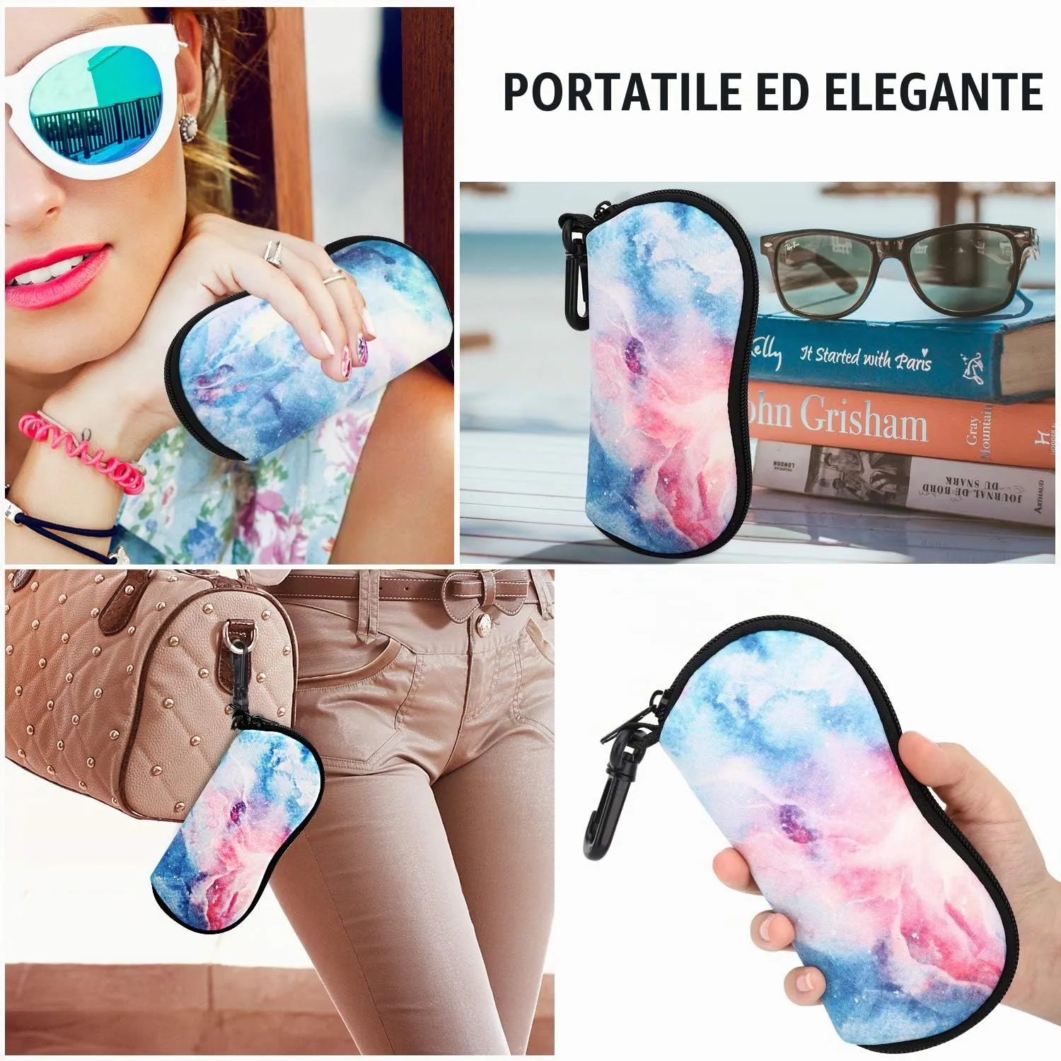 MoKo Custodia per Occhiali in Neoprene con Clip da Cintura, Nebulose Fantastiche - immagine 6