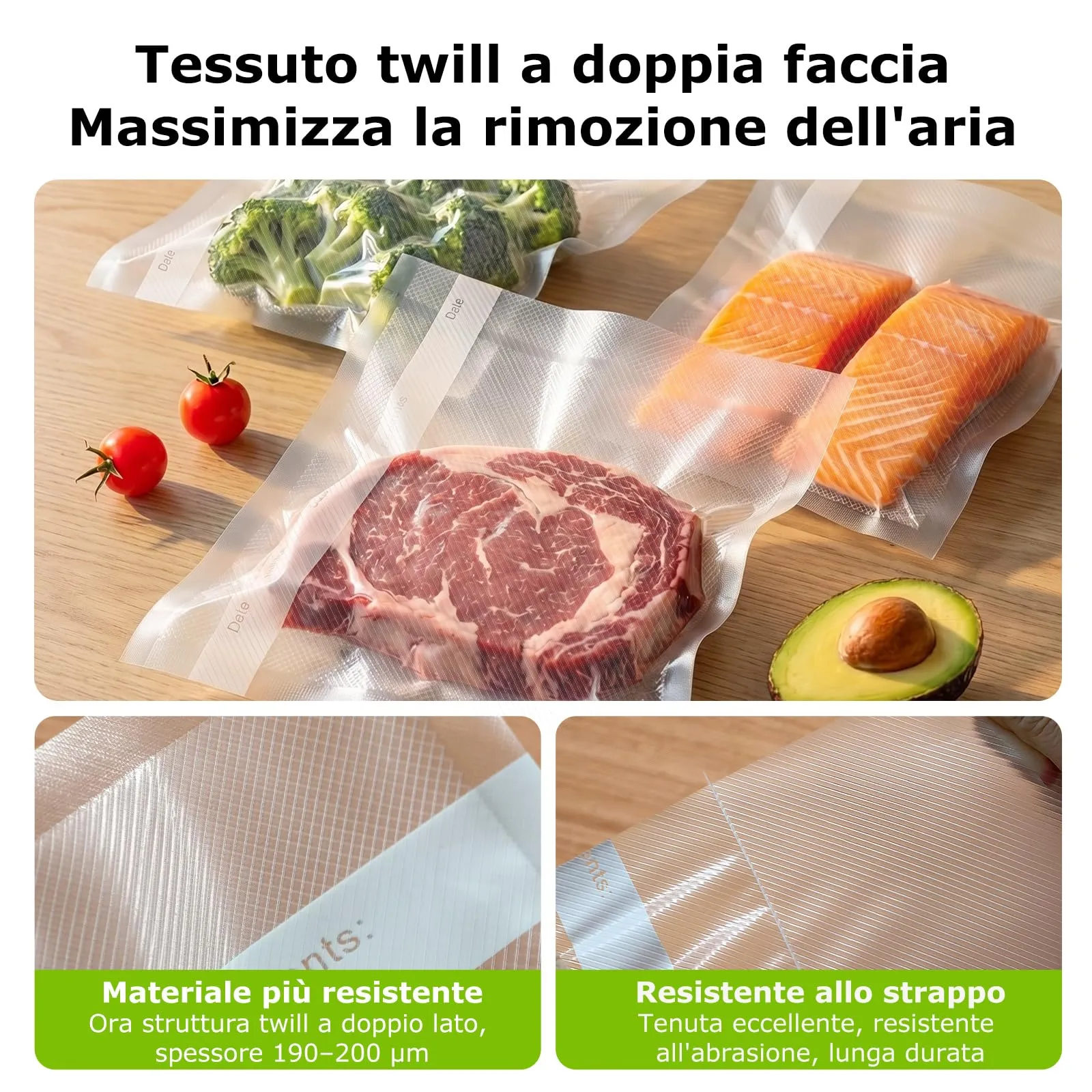 Bonsenkitchen Sacchetti Sottovuoto, 2 rotoli 28x600 cm - immagine 3