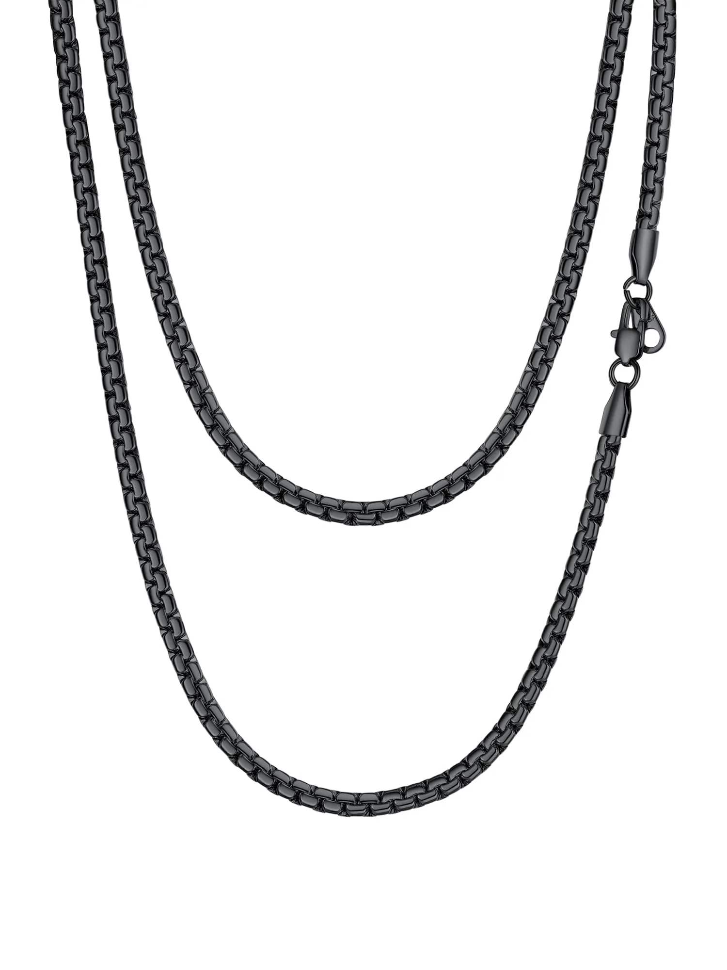 PROSTEEL Collana catena scatola piatta 60 cm 4 mm nero acciaio inossidabile - immagine 1