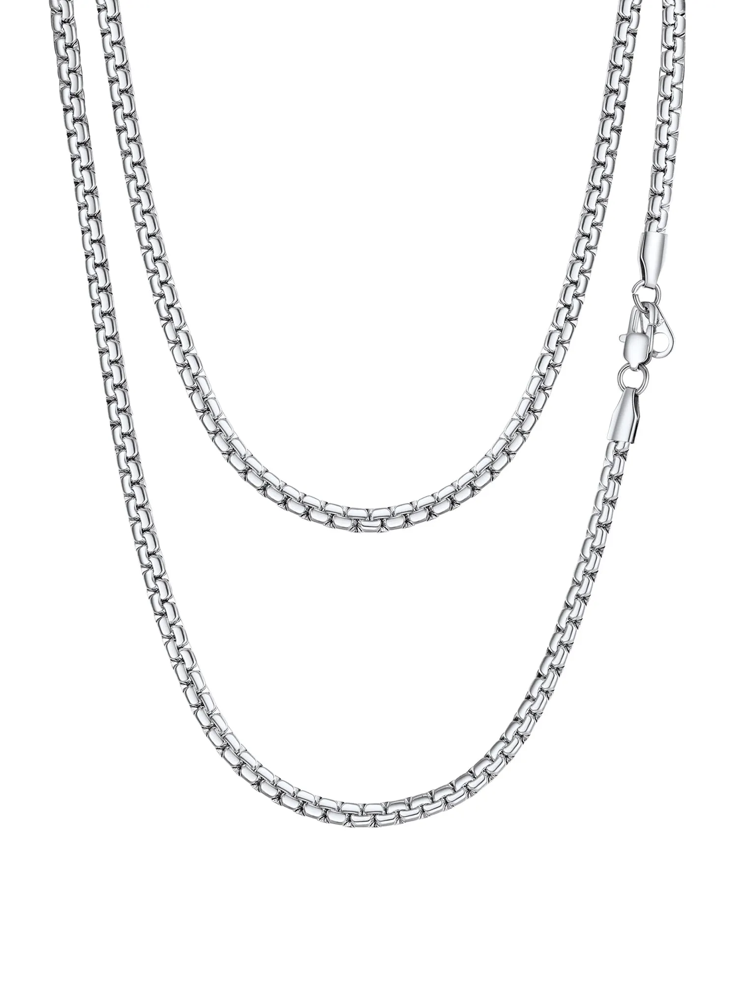 PROSTEEL Collana da Uomo Catena Scatola Piatta 45 cm Argento Acciaio Inossidabile 4 mm - immagine 1