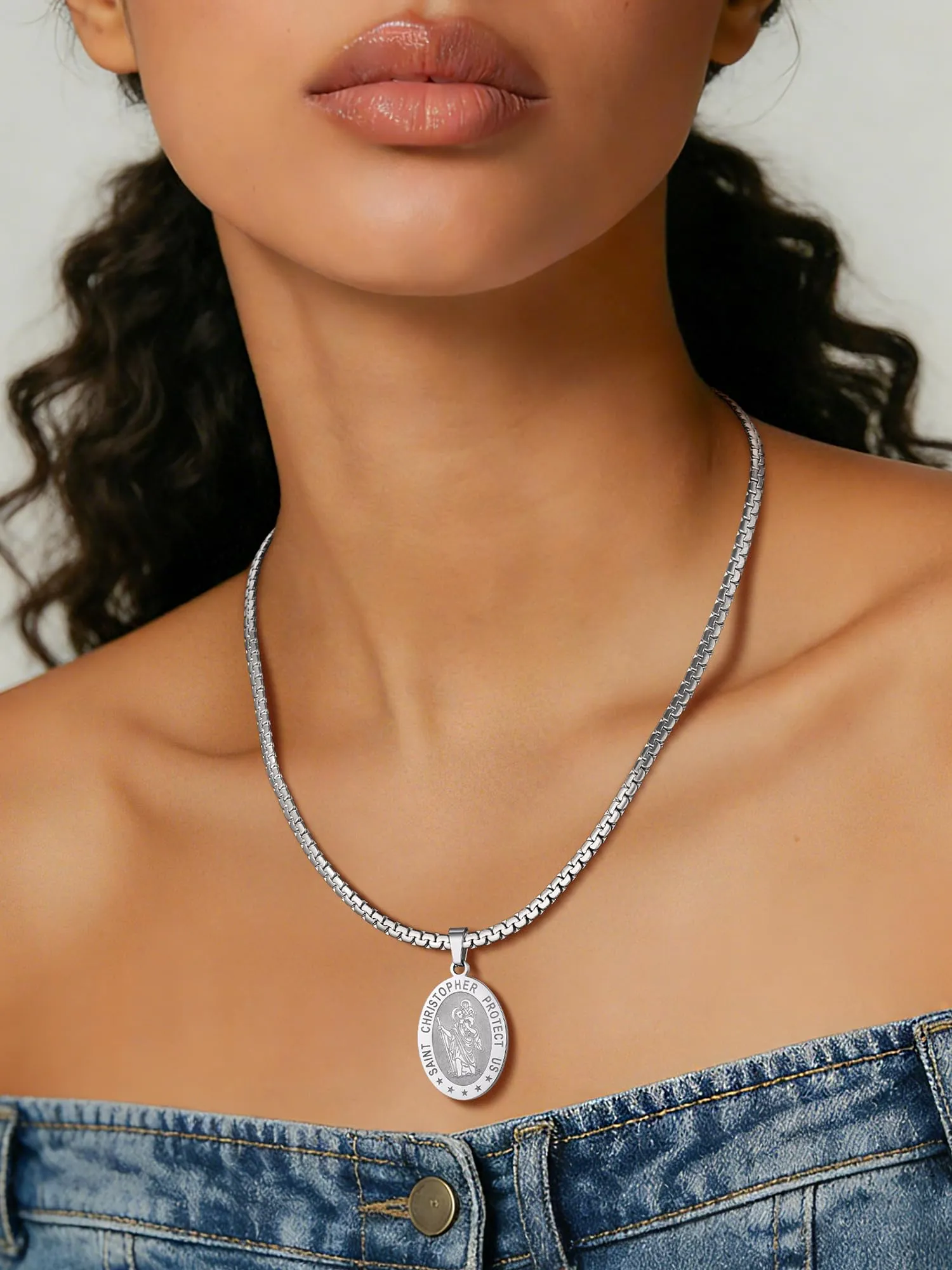 PROSTEEL Collana Catena Scatola Piatta 70 cm 4 mm Argento Acciaio Inossidabile - immagine 2