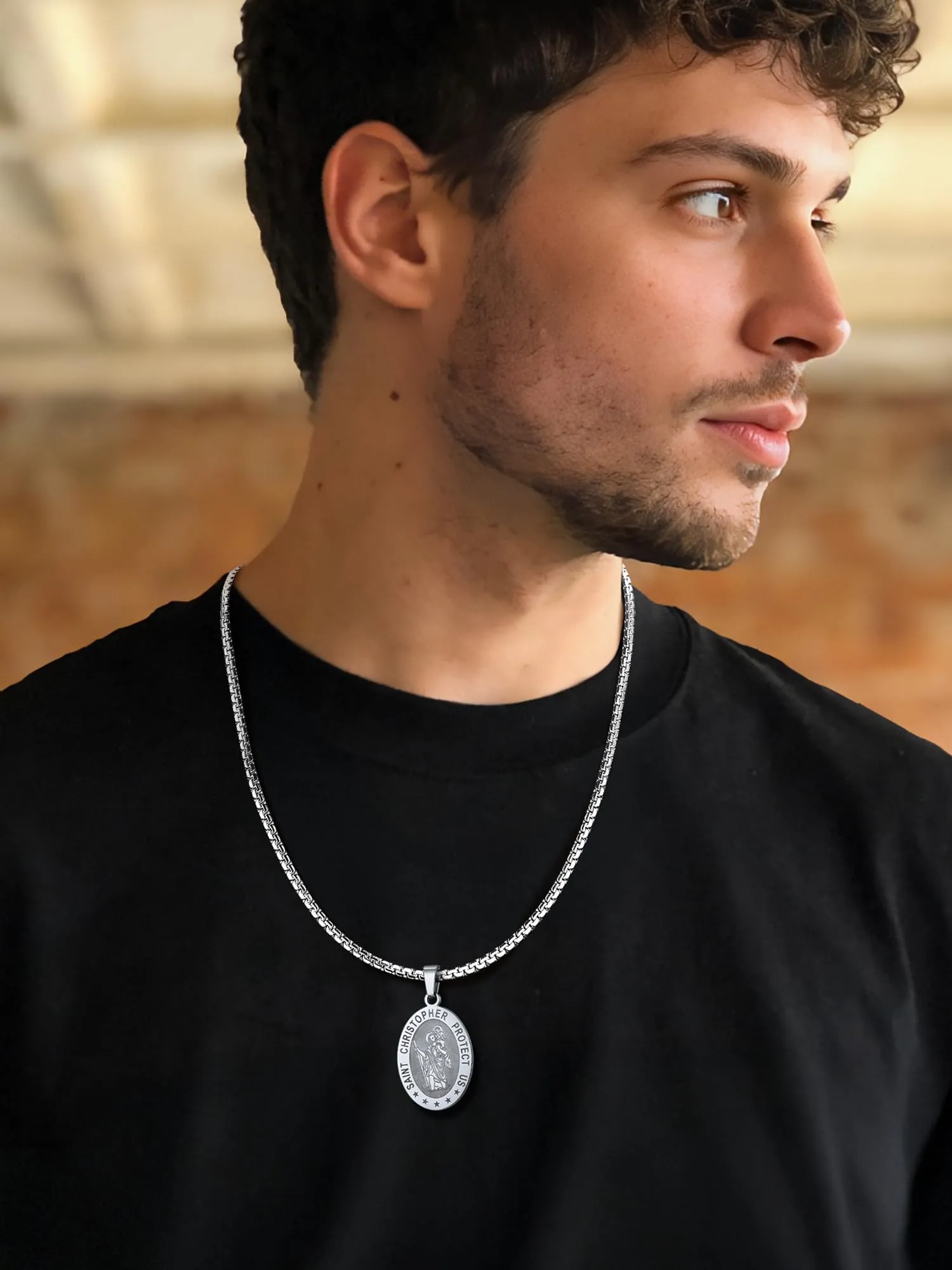 PROSTEEL Collana Catena Scatola Piatta 70 cm 4 mm Argento Acciaio Inossidabile - immagine 4