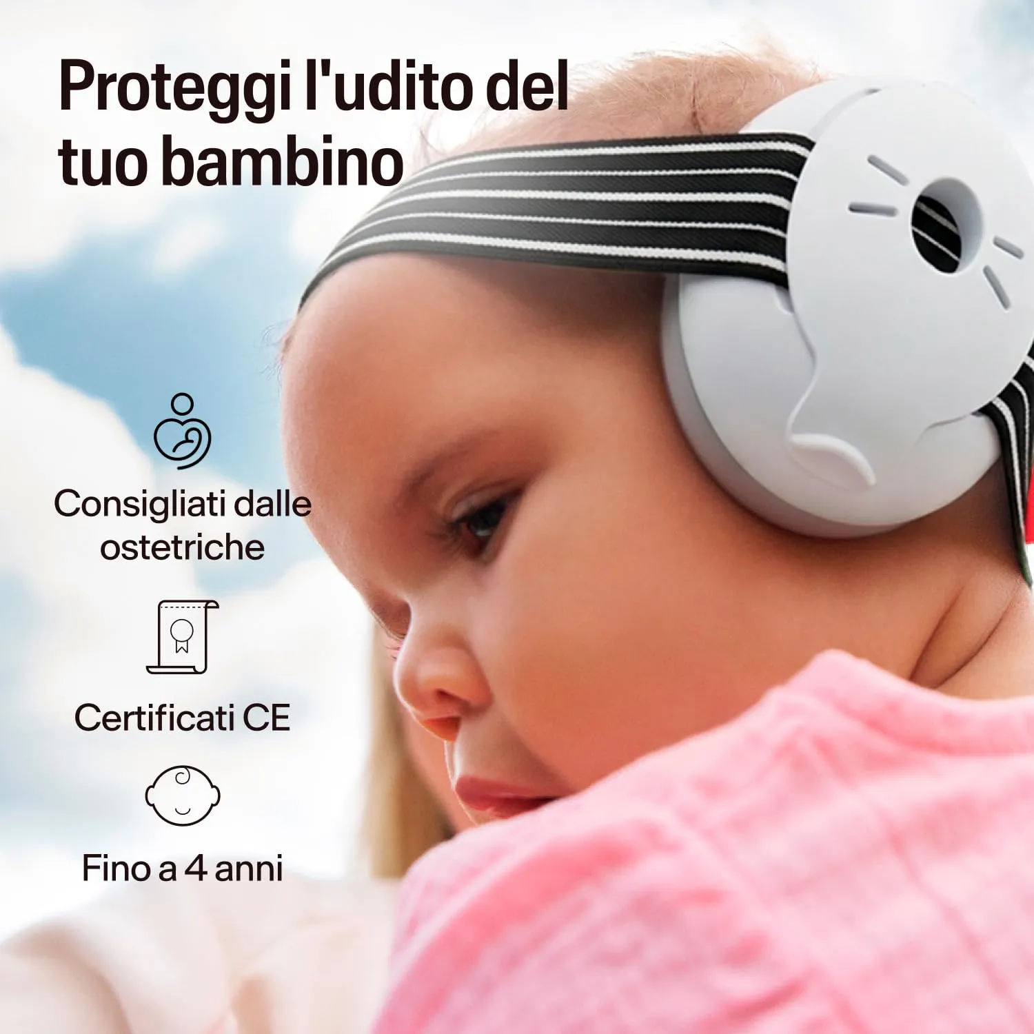 Alpine Muffy Baby Cuffie Antirumore per Neonati e Bambini fino a 36 Mesi, Nero - immagine 2
