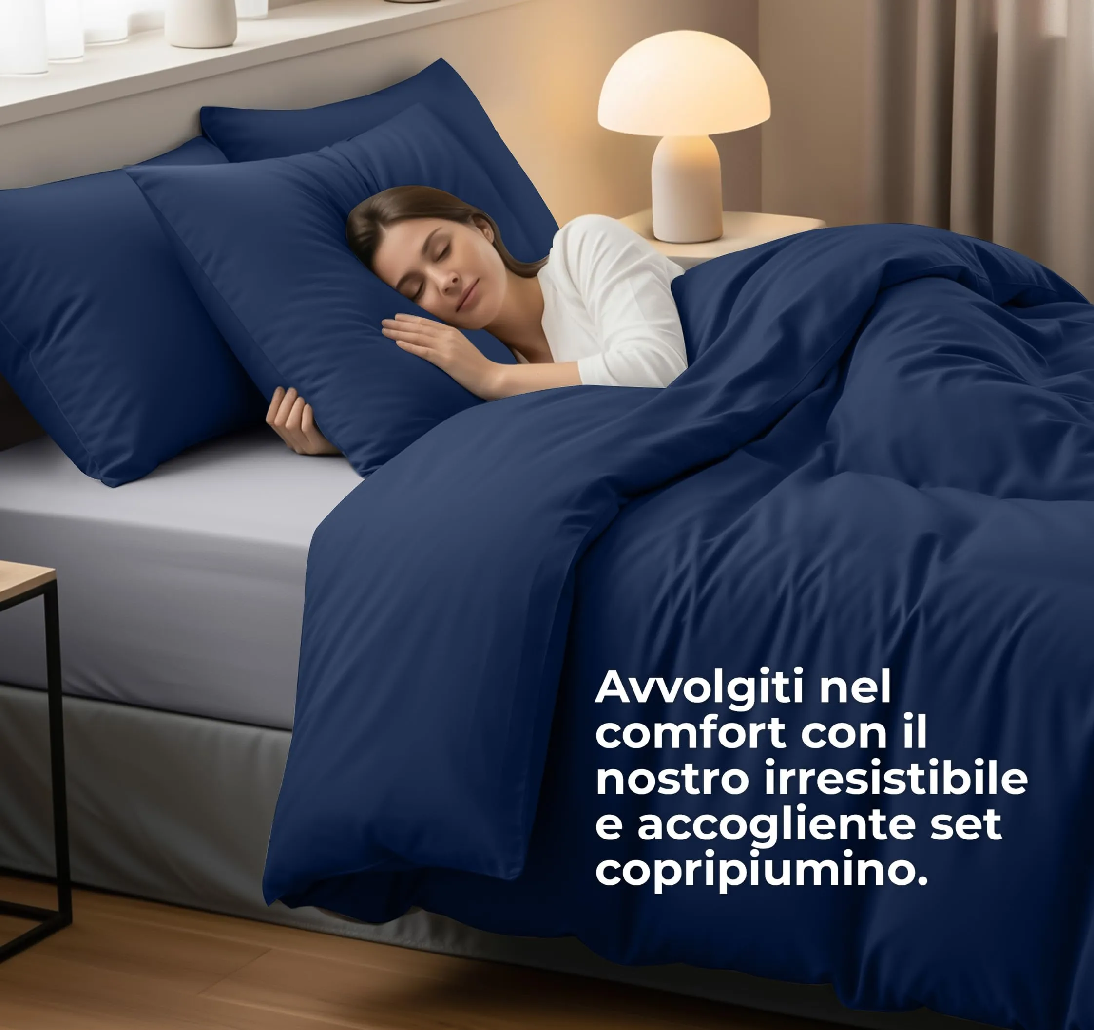 Utopia Bedding Set Copripiumino 260x240 cm e 2 Federe 65x65 cm, Blu Navy - immagine 3